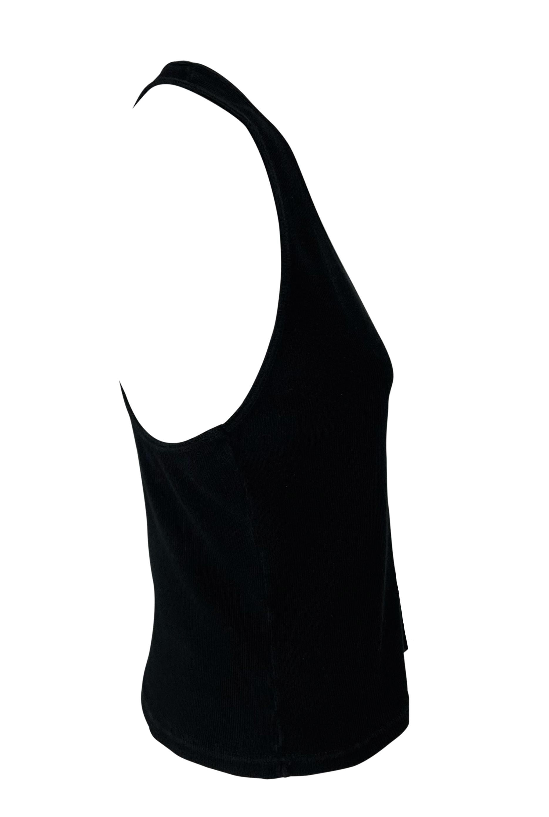 S/S 1998 Gucci by Tom Ford Black Stretch Ribbed Knit Logo Tab Racerback Tank Top For Sale 3