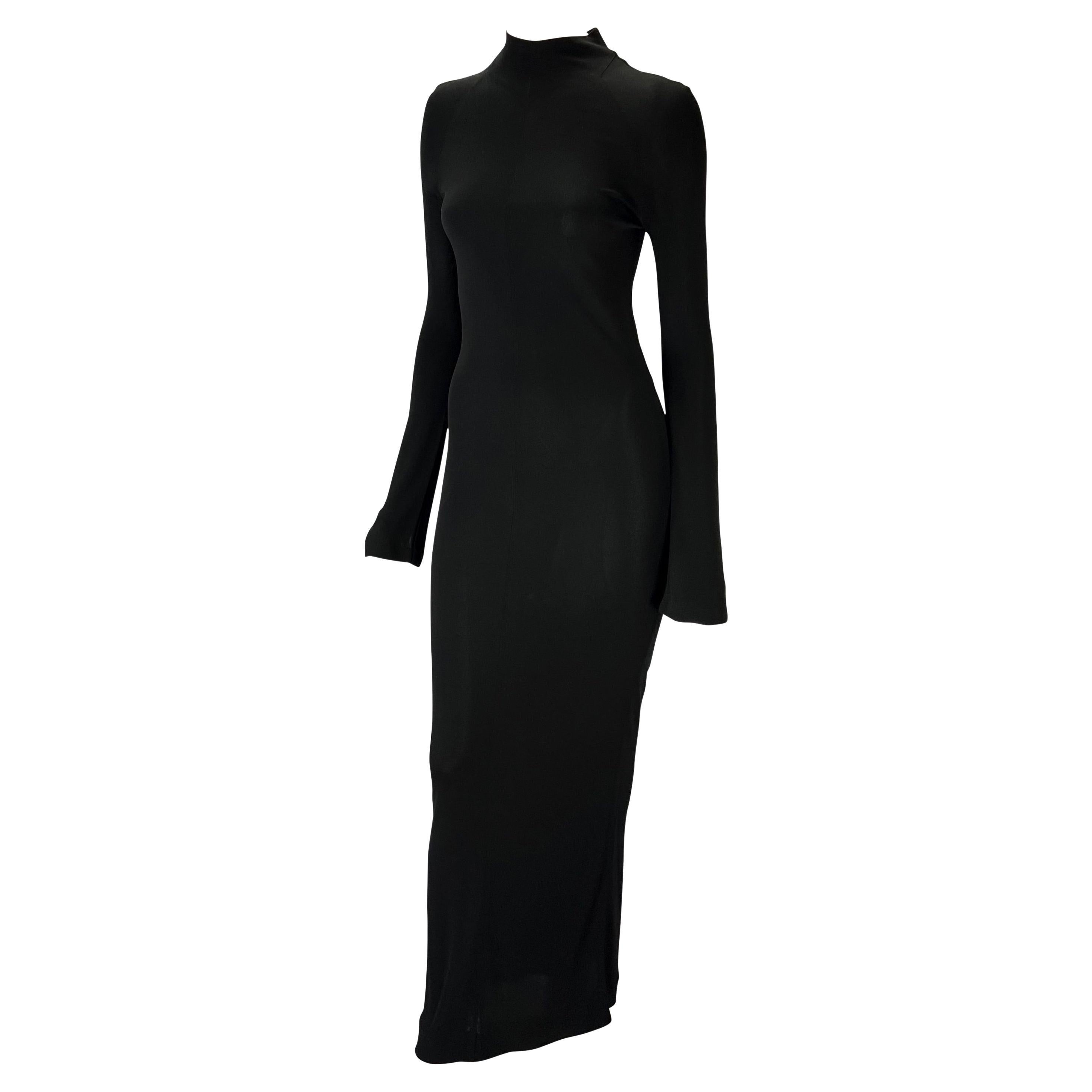 S/S 1998 Gucci by Tom Ford Black Stretch Viscose Long Sleeve Gown In Excellent Condition For Sale In West Hollywood, CA