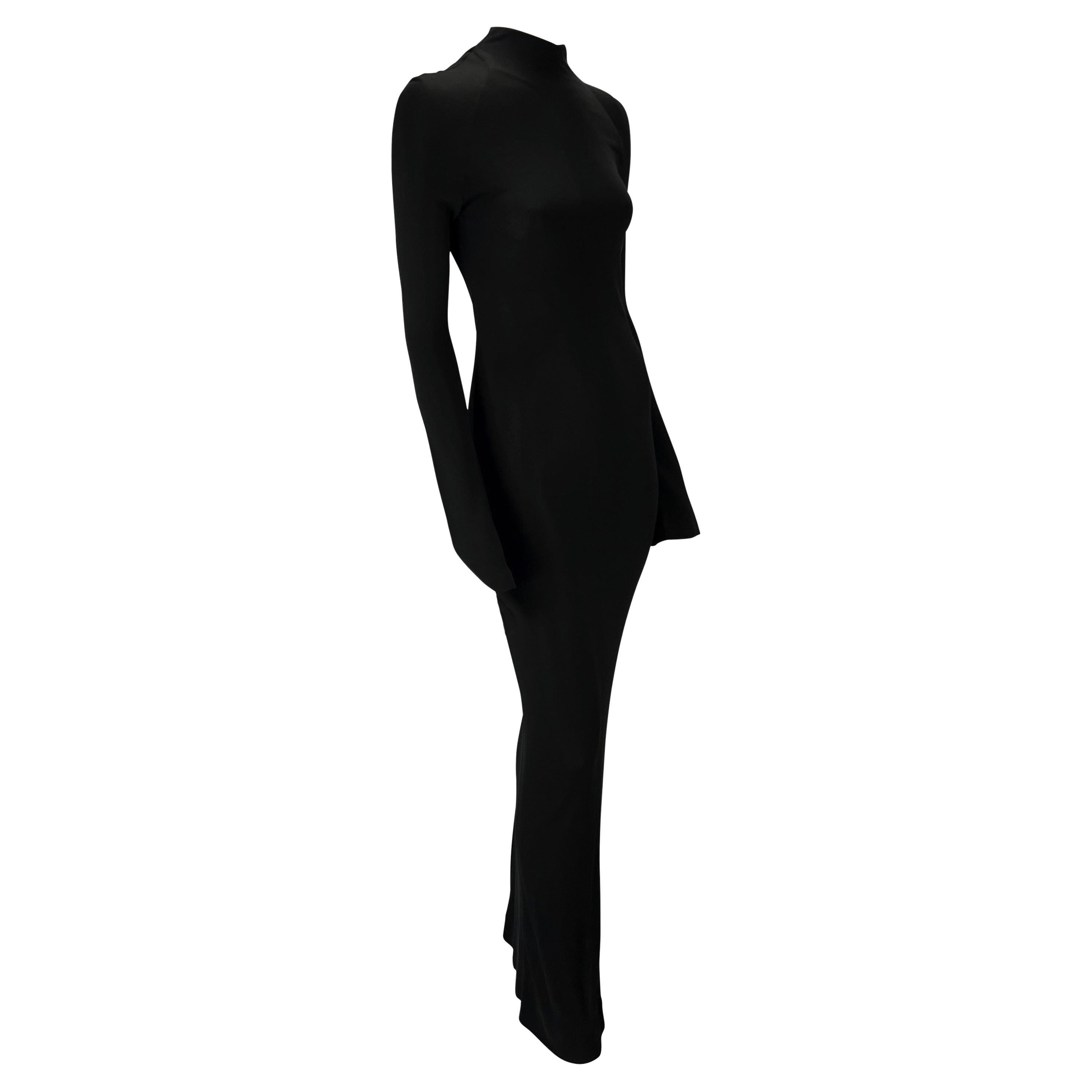 S/S 1998 Gucci by Tom Ford Robe à manches longues en viscose extensible noire Pour femmes en vente