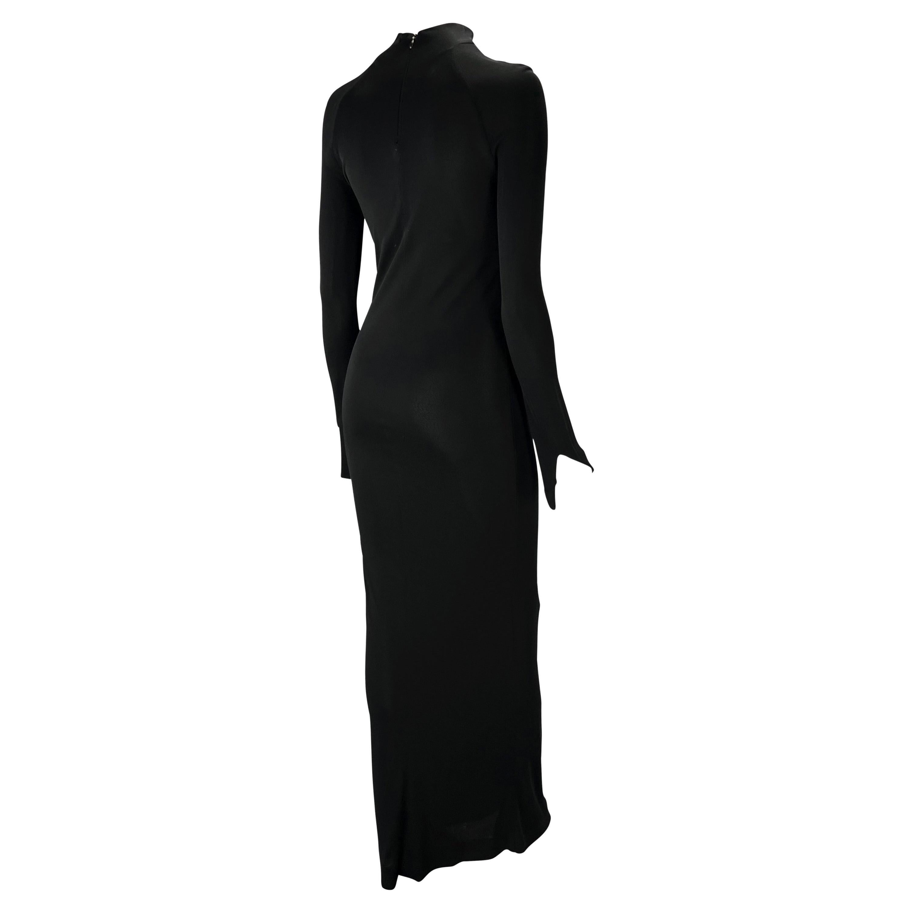 S/S 1998 Gucci by Tom Ford Black Stretch Viscose Long Sleeve Gown For Sale 3