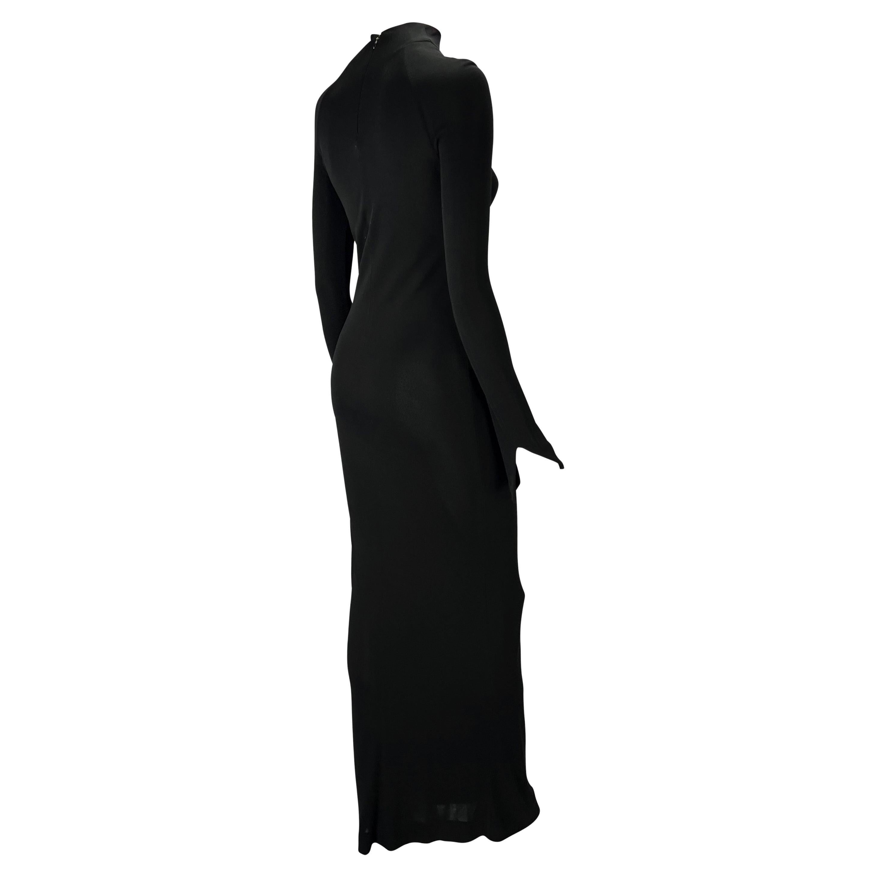 S/S 1998 Gucci by Tom Ford Black Stretch Viscose Long Sleeve Gown For Sale 4
