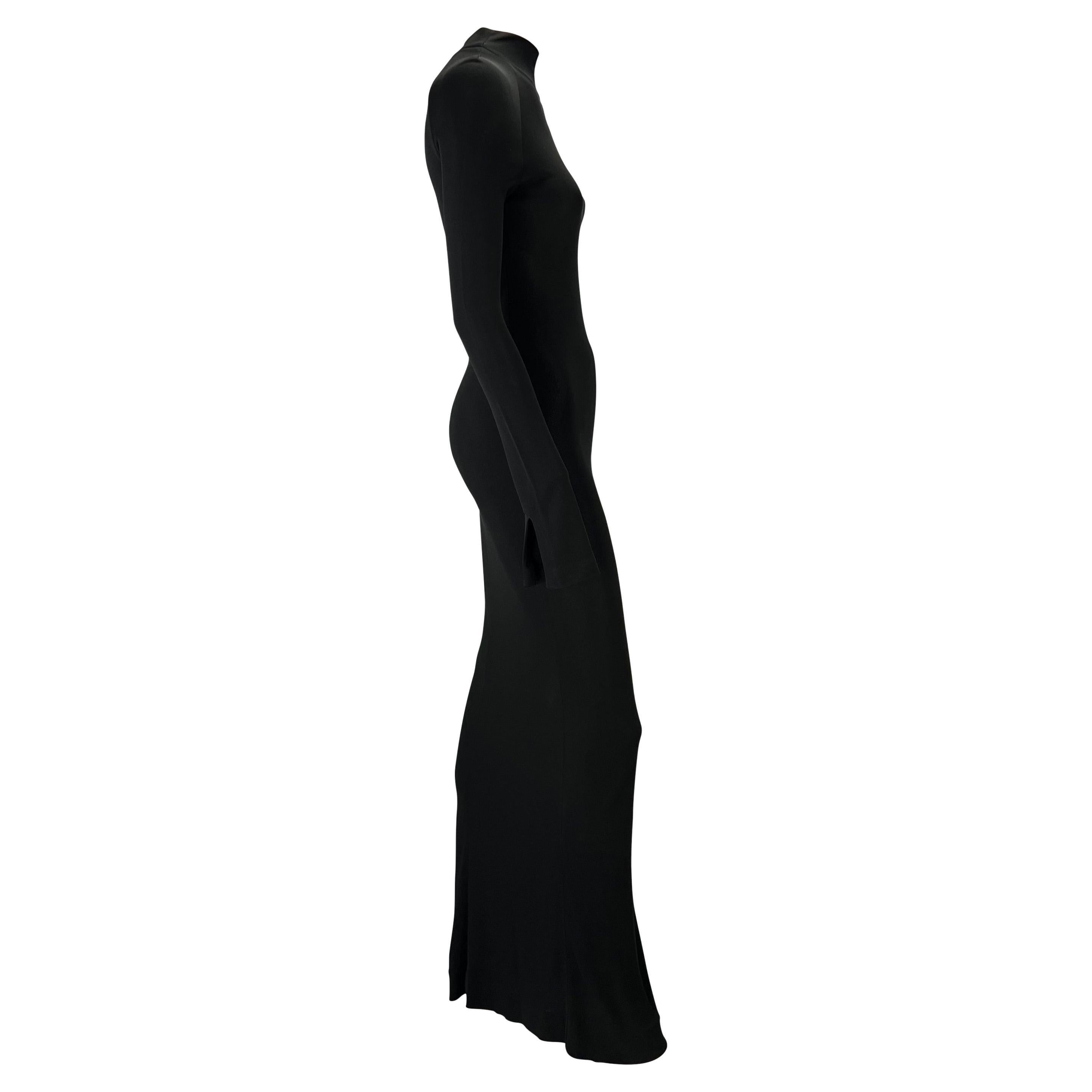 S/S 1998 Gucci by Tom Ford Black Stretch Viscose Long Sleeve Gown For Sale 5