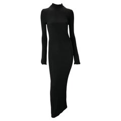 Vintage S/S 1998 Gucci by Tom Ford Black Stretch Viscose Long Sleeve Gown