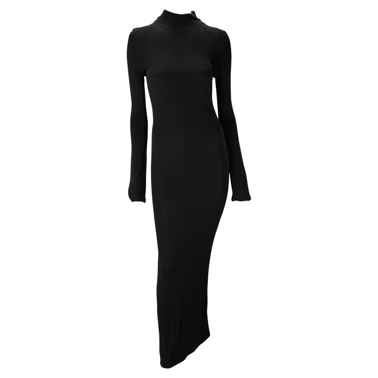 S/S 1998 Gucci by Tom Ford Black Stretch Viscose Long Sleeve Gown For ...
