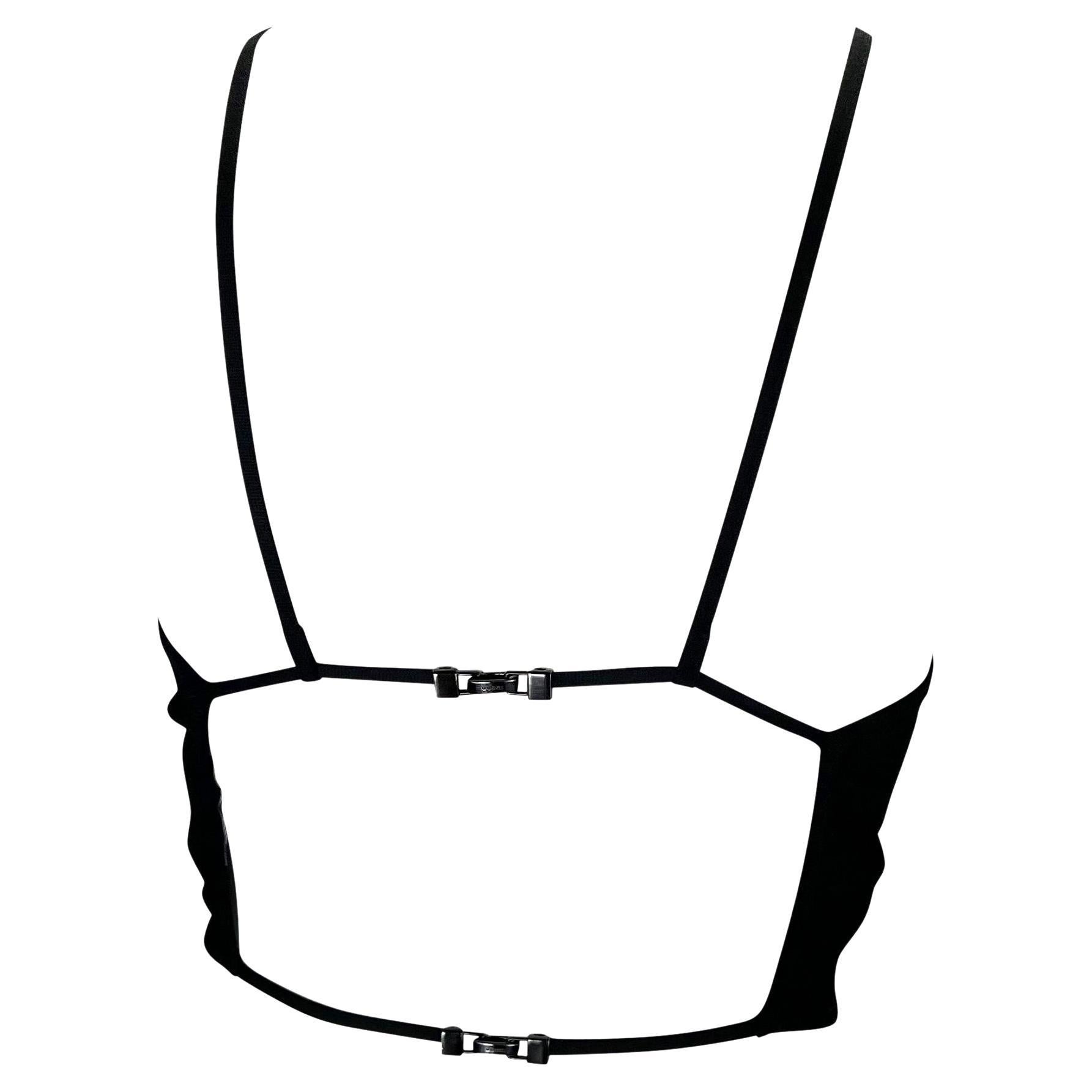 Noir S/S 1998 Gucci by Tom Ford Buckle Strap Backless Knit Black Crop Top en vente