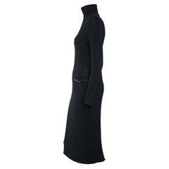 S/S 1998 Gucci by Tom Ford G Buckle Vestido elástico negro de cuello alto y transparente