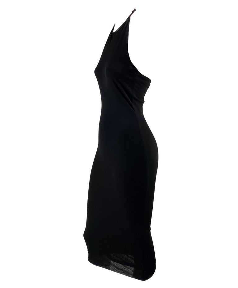 S/S 1998 Gucci by Tom Ford G Buckle Halter Neck Black Stretch Dress For ...