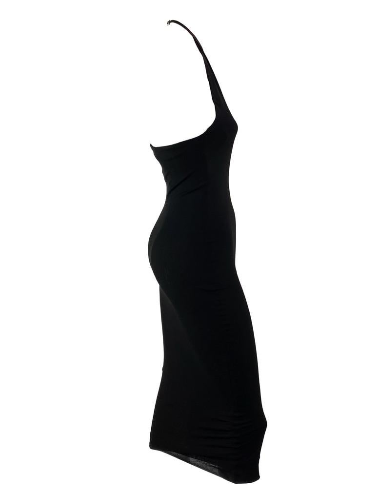 S/S 1998 Gucci by Tom Ford G Buckle Runway Halter Neck Black Stretch Dress For Sale 3