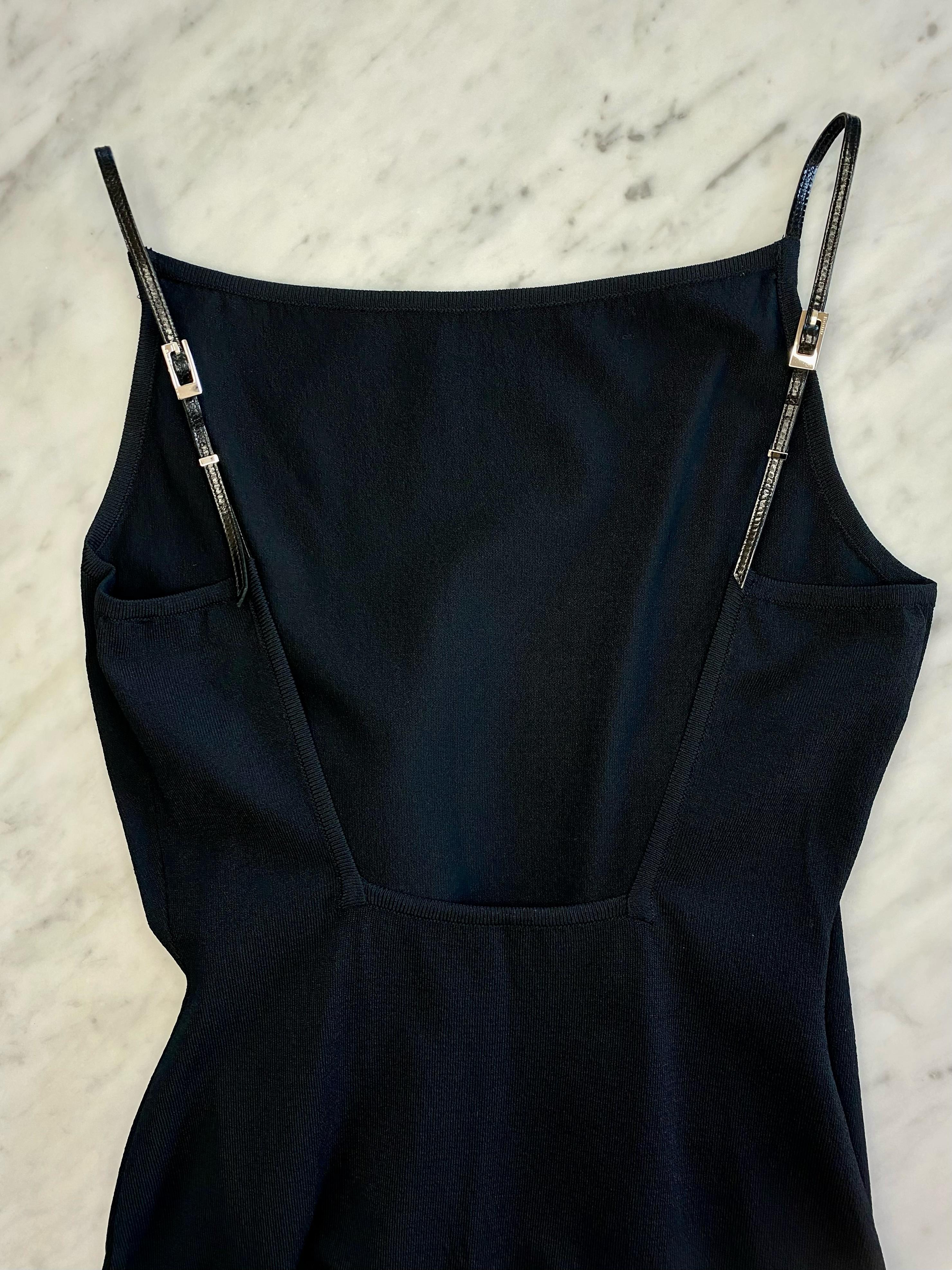 S/S 1998 Gucci by Tom Ford G Buckle Strap Knit Sleeveless Dress In Excellent Condition For Sale In West Hollywood, CA