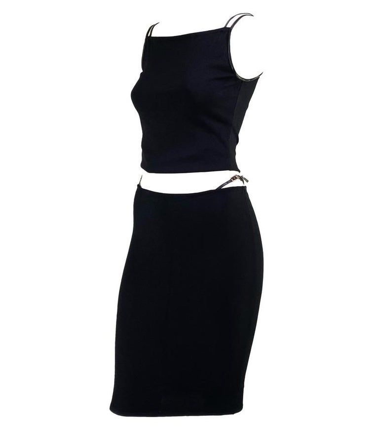S/S 1998 Gucci by Tom Ford G Buckle Strap Tank Top Thong Skirt Set ...