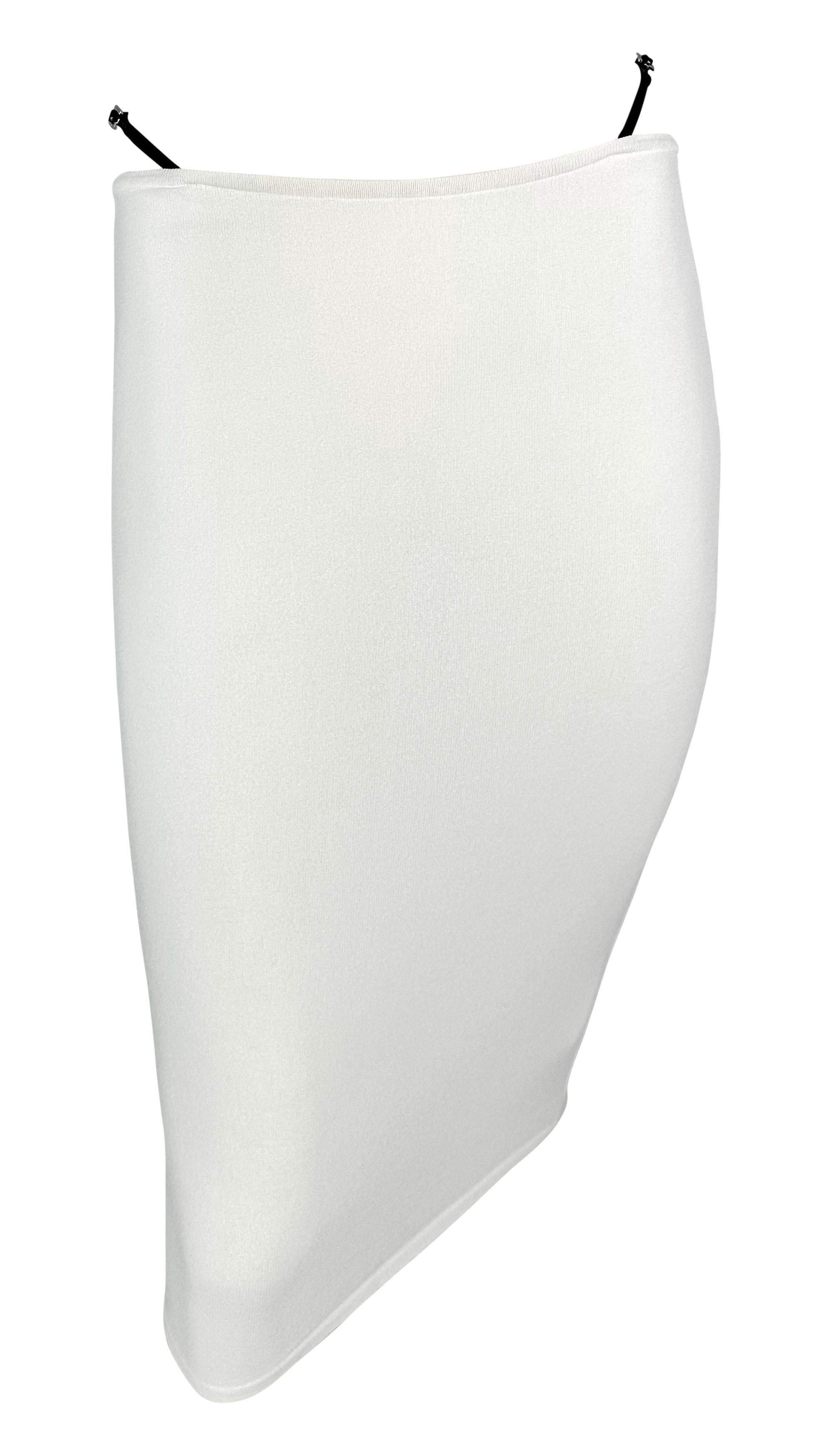 S/S 1998 Gucci by Tom Ford G Buckle Thong Strap White Bodycon Top Skirt Set In Good Condition In West Hollywood, CA