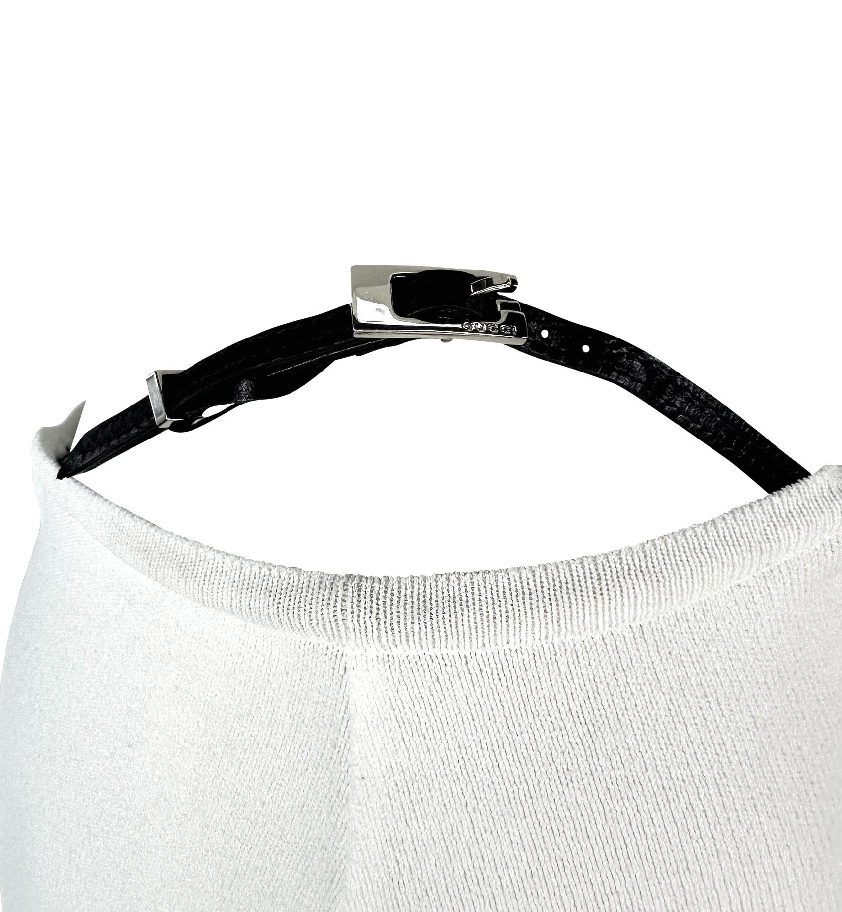 S/S 1998 Gucci by Tom Ford G Buckle Thong Strap White Bodycon Top Skirt Set 1