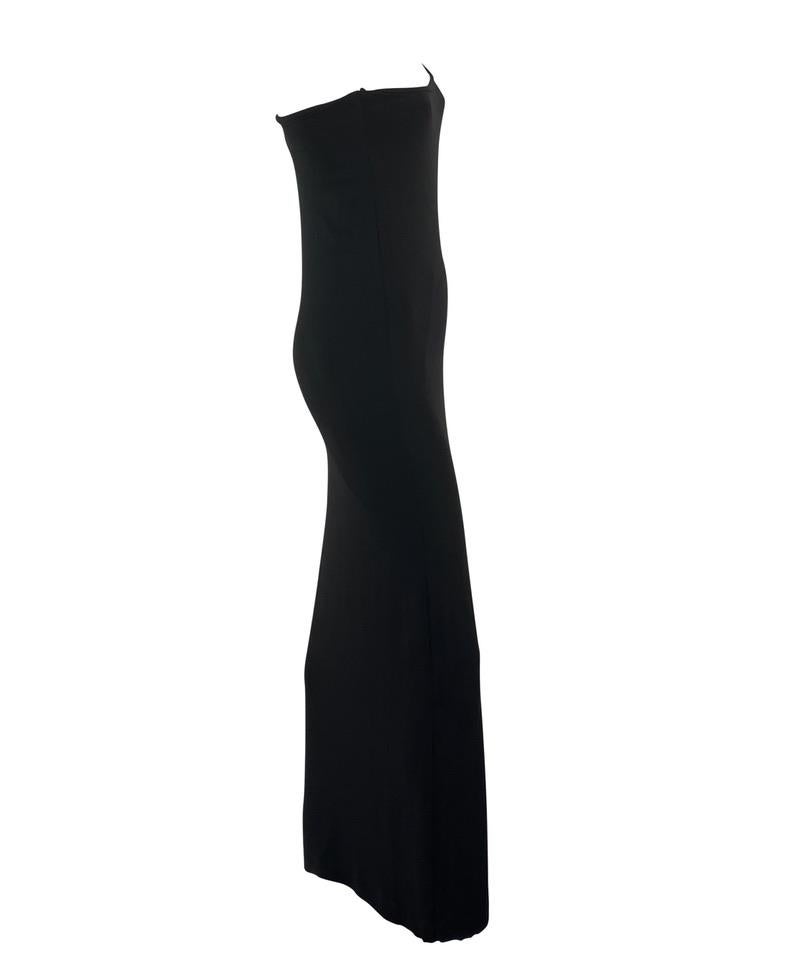 S/S 1998 Gucci by Tom Ford G Logo Buckle Black Column Dress Asymmetric  For Sale 1