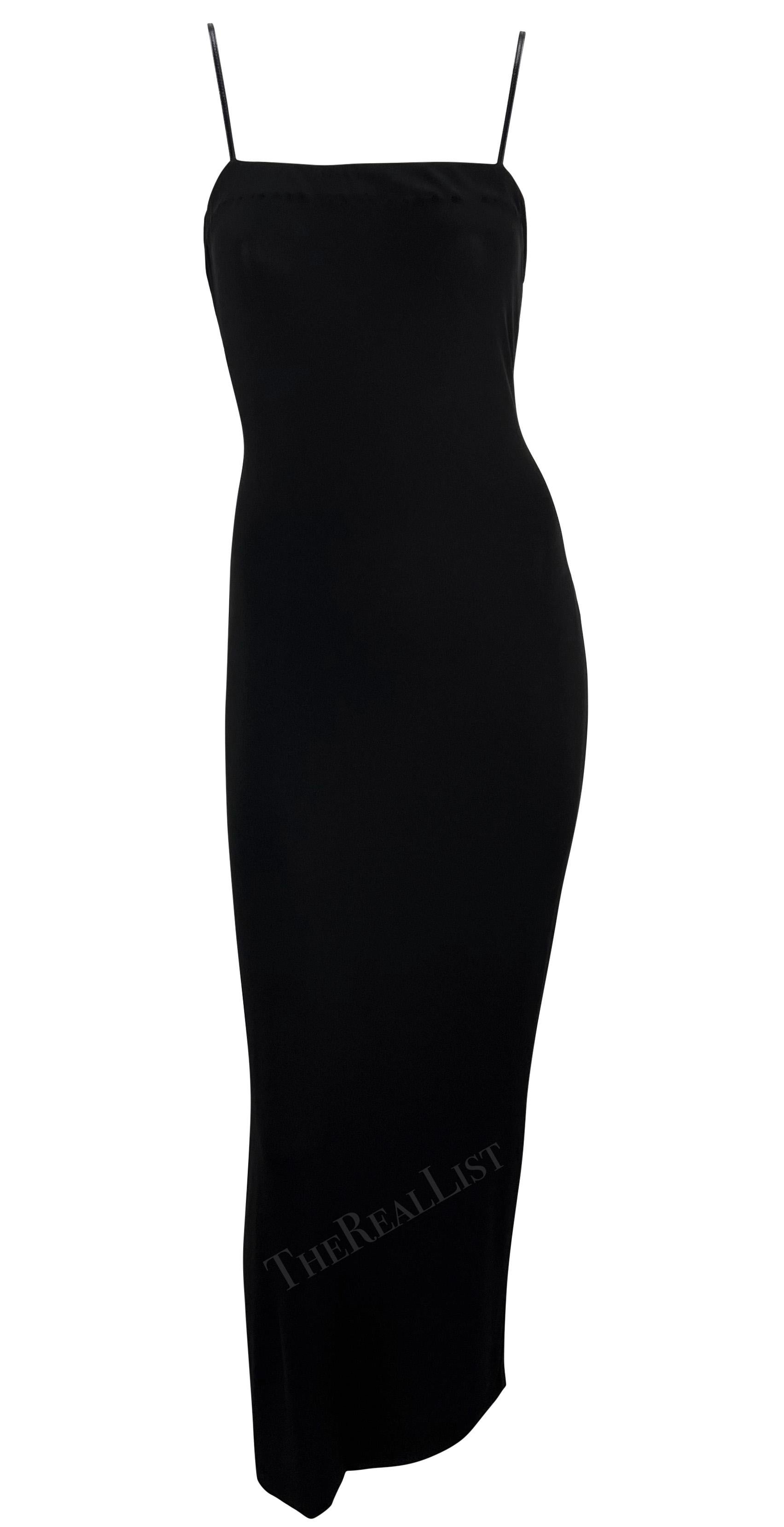 S/S 1998 Gucci by Tom Ford G Logo Buckle Black Stretch Knit Bodycon Column Gown For Sale 3