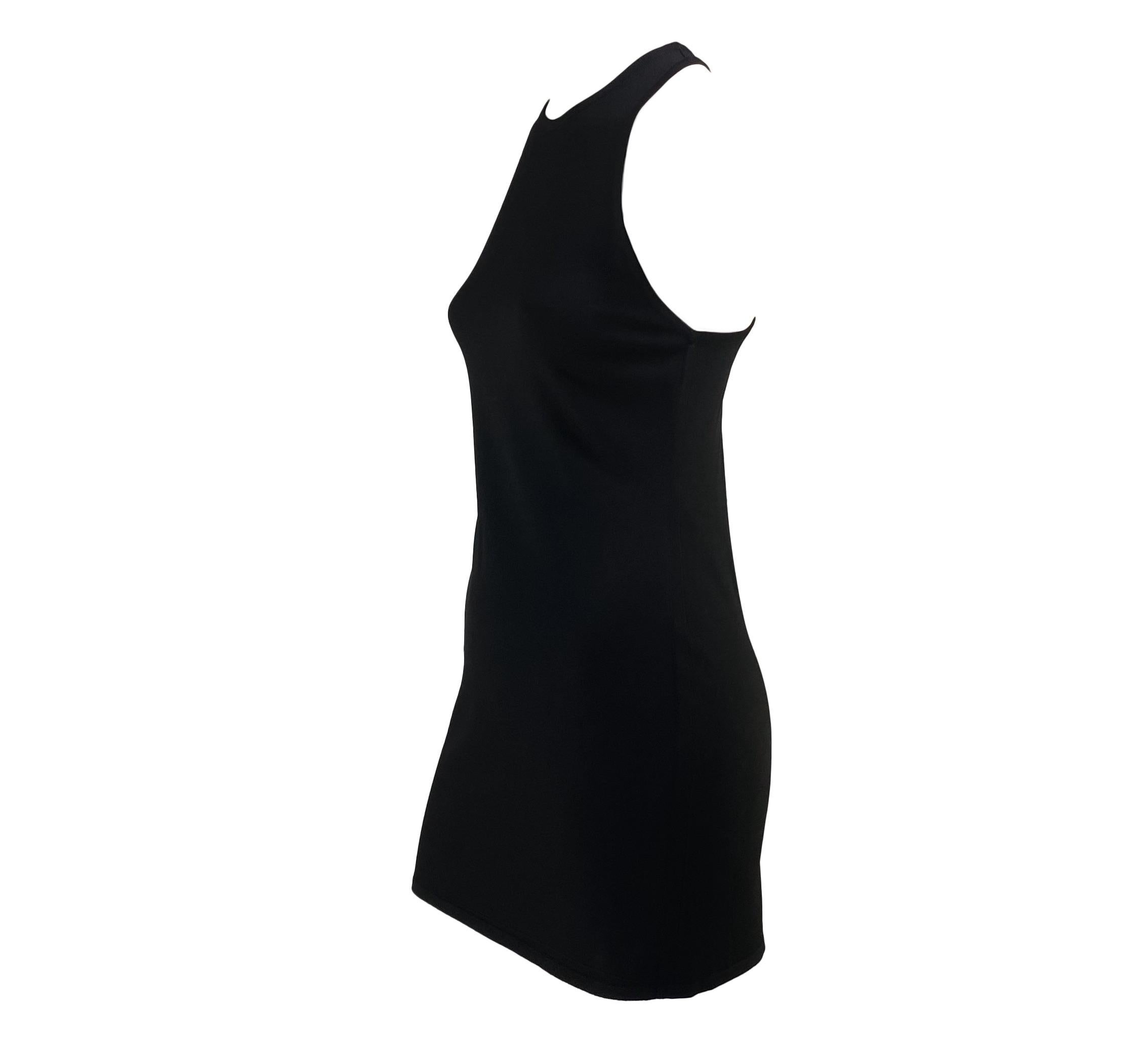 TheRealList presents: an iconic racer back Gucci dress with a square 'G' accent, designed by Tom Ford for the Spring/Summer 1998 collection. This stunning dress clings to the body with a semi-elastic knit fabric, enhancing the wearer's curves. This