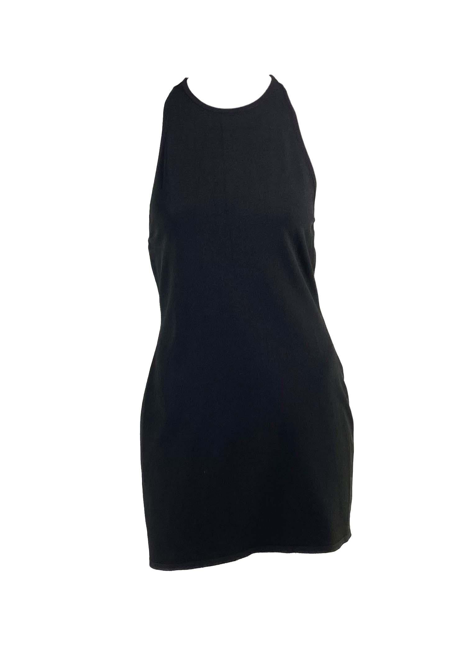 S/S 1998 Gucci by Tom Ford 'G' Logo Buckle Racerback Knit Dress Black In Excellent Condition In West Hollywood, CA