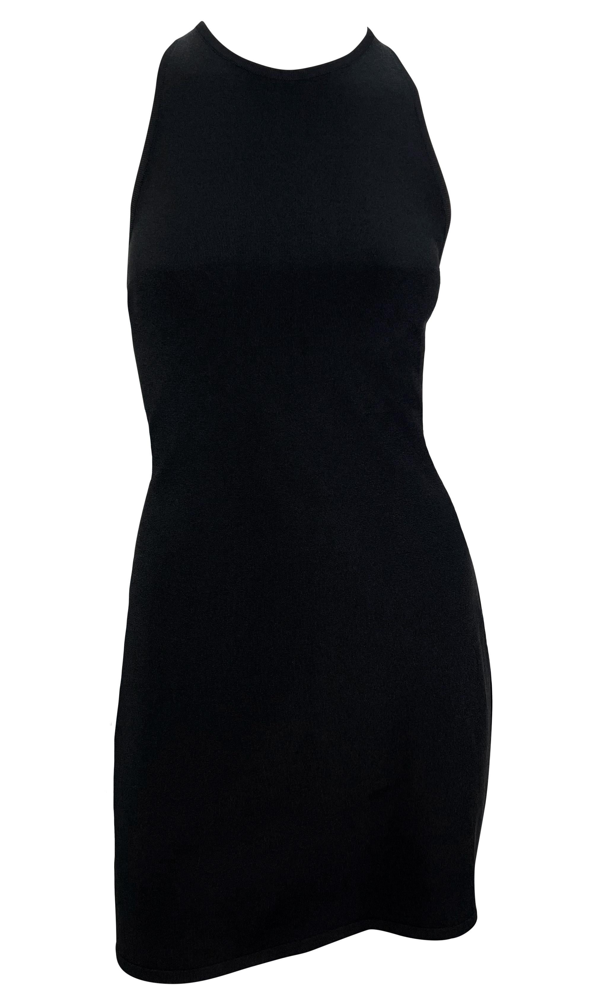 Donna P/E 1998 Gucci by Tom Ford G Logo Buckle Racerback Knit Dress Nero in vendita