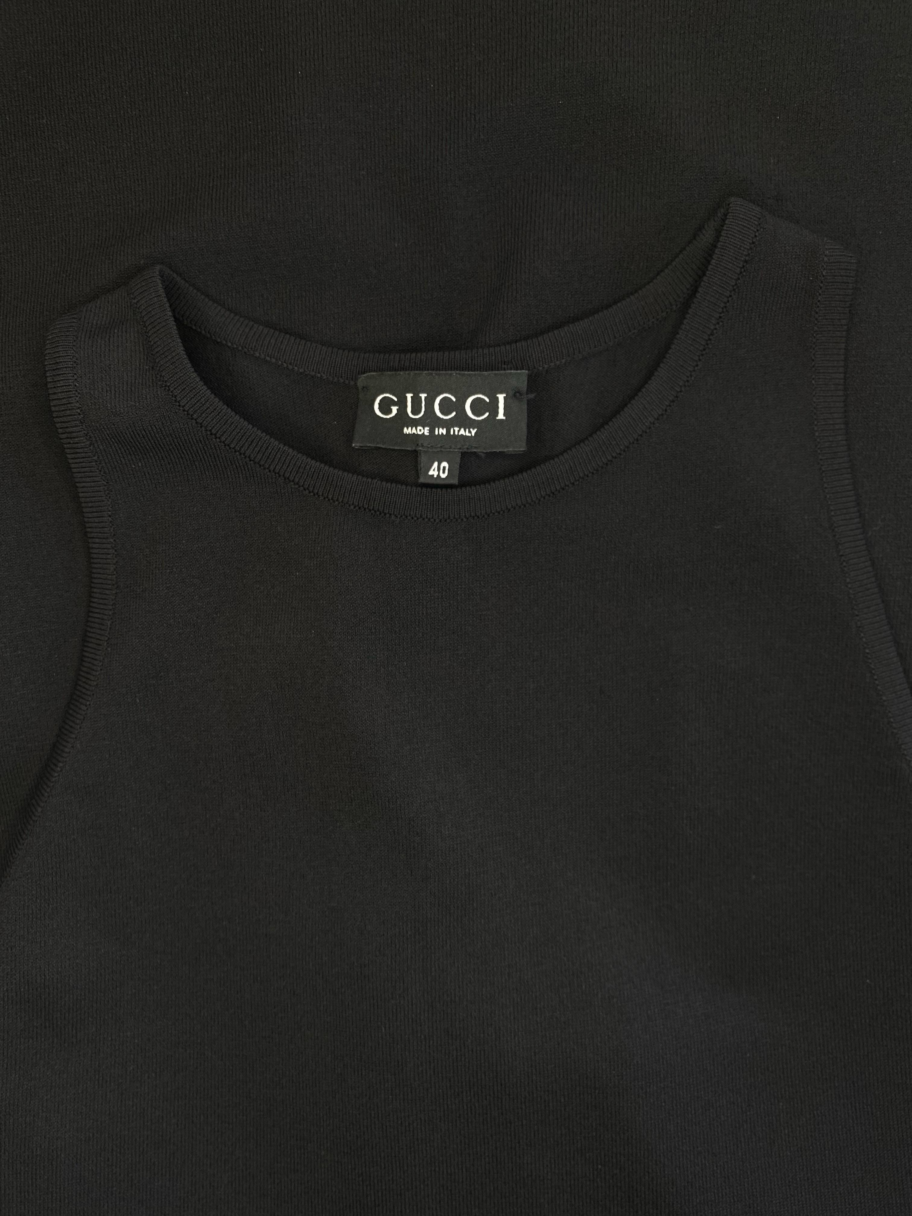 S/S 1998 Gucci by Tom Ford G Logo Buckle Racerback Knit Dress Black 1