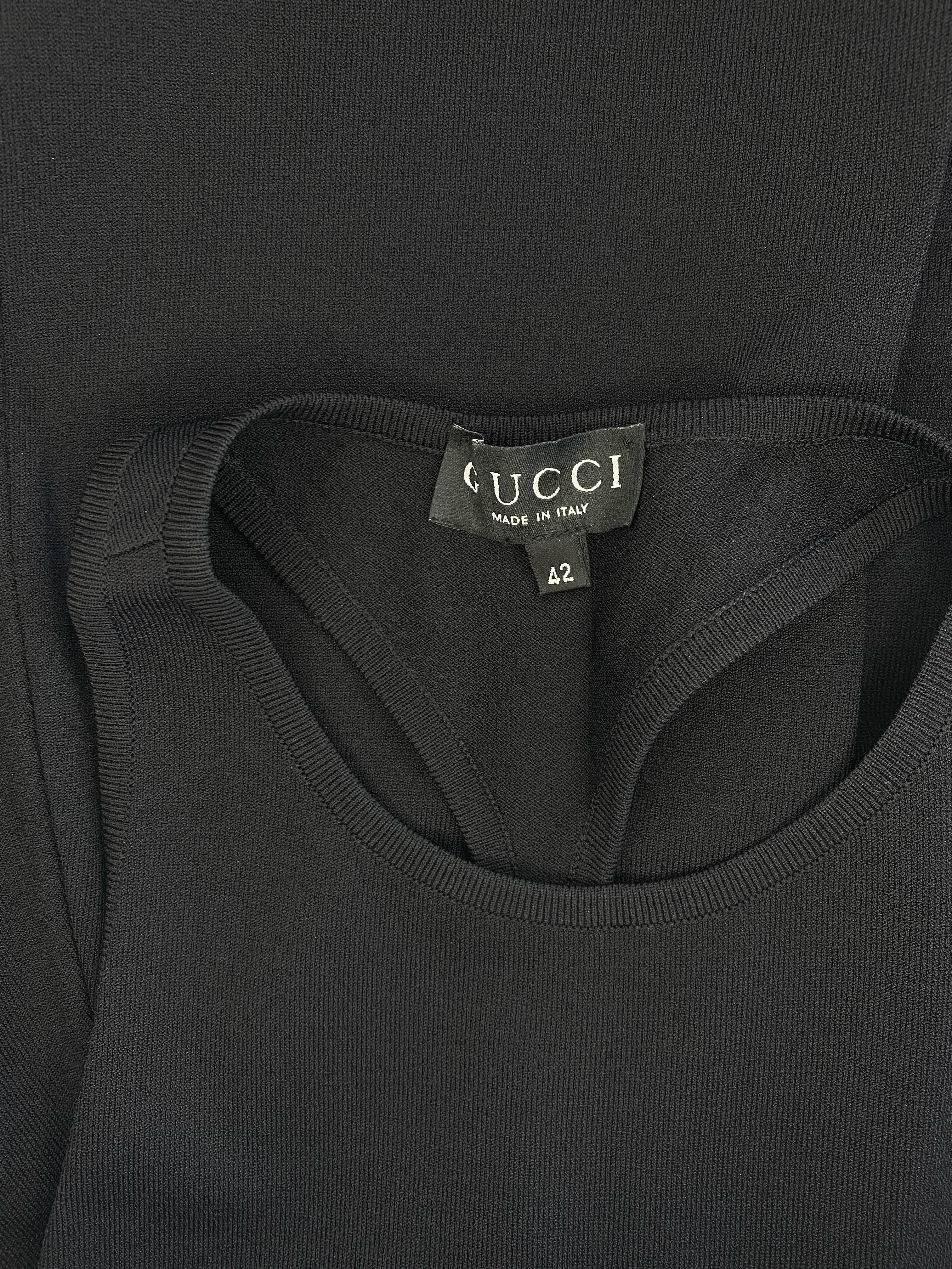 S/S 1998 Gucci by Tom Ford 'G' Logo Buckle Racerback Knit Dress Black 3