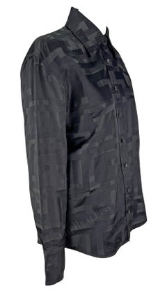S/S 1998 Gucci by Tom Ford GG Monogram Black Cotton Silk Button Up