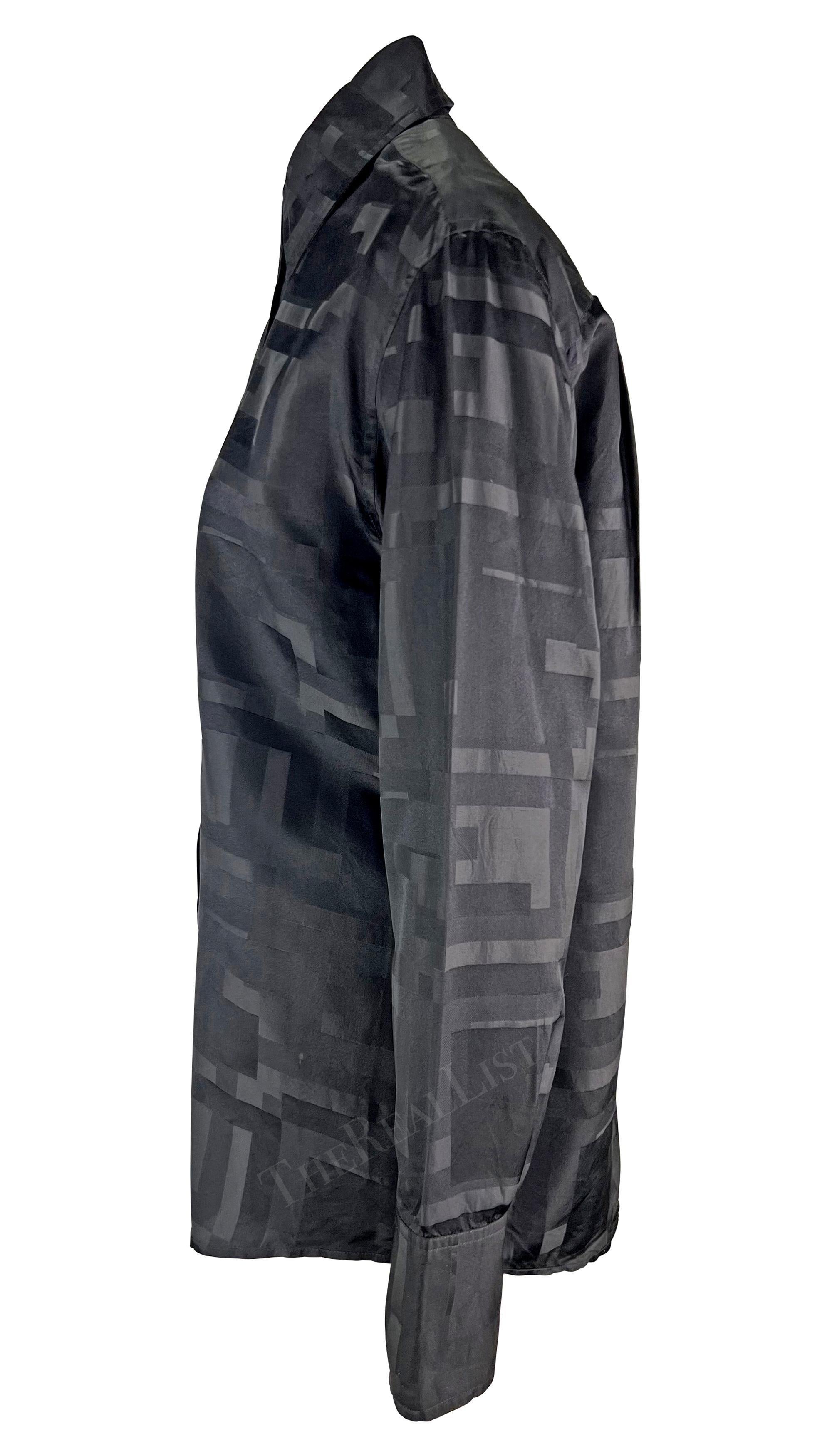 De las mujeres S/S 1998 Gucci by Tom Ford GG Monograma Seda Algodón Negro Abotonado en venta