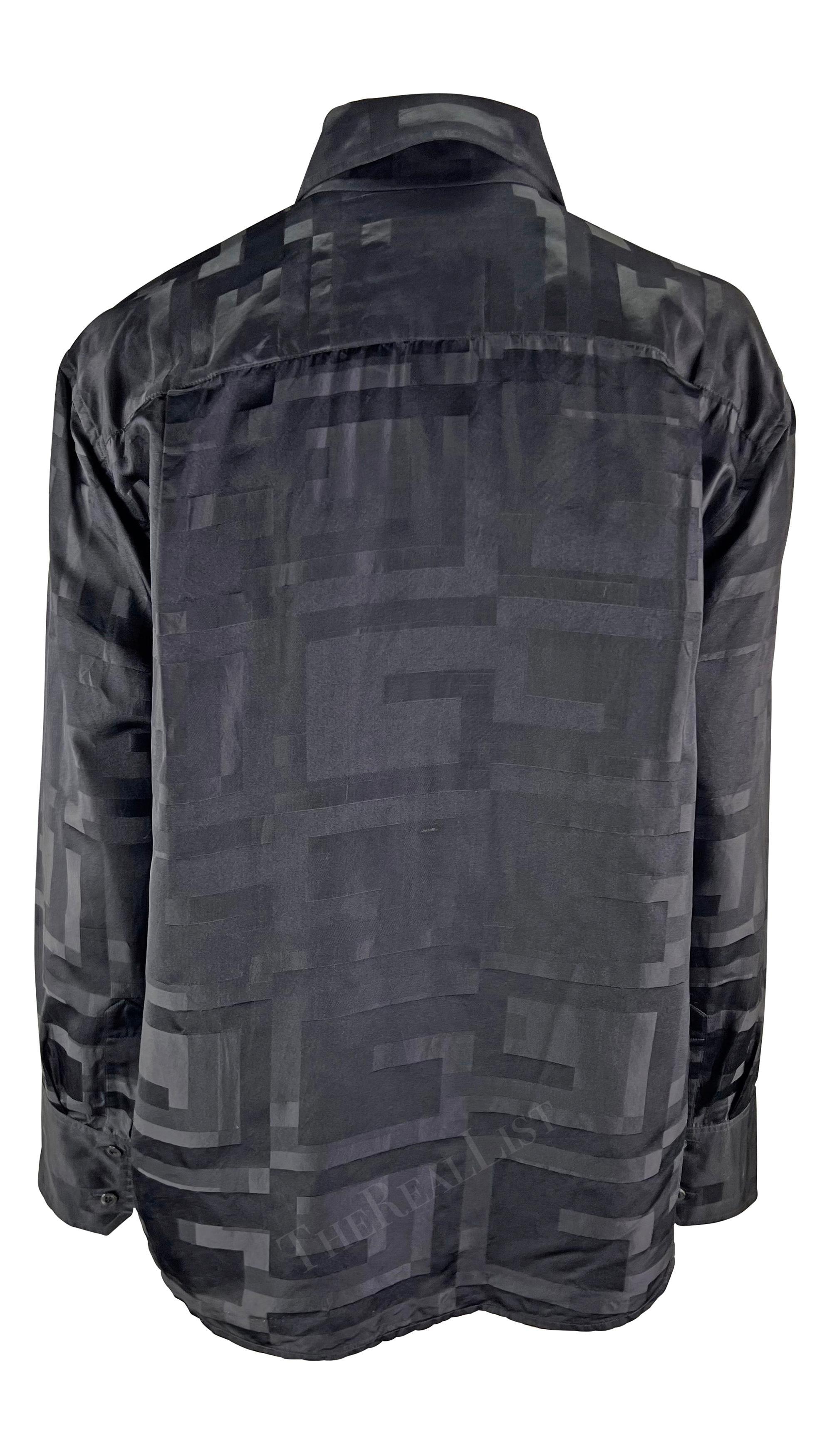 S/S 1998 Gucci by Tom Ford GG Monograma Seda Algodón Negro Abotonado en venta 1