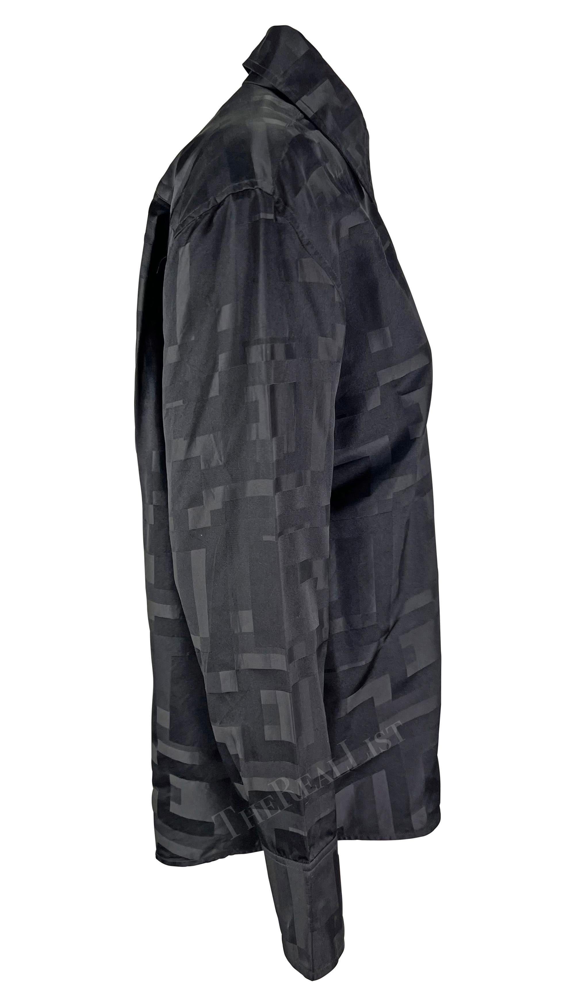 S/S 1998 Gucci by Tom Ford GG Monograma Seda Algodón Negro Abotonado en venta 2