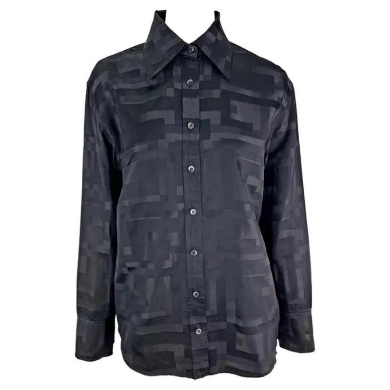 S/S 1998 Gucci by Tom Ford GG Monograma Seda Algodón Negro Abotonado en venta