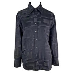 S/S 1998 Gucci by Tom Ford GG Monograma Seda Algodón Negro Abotonado