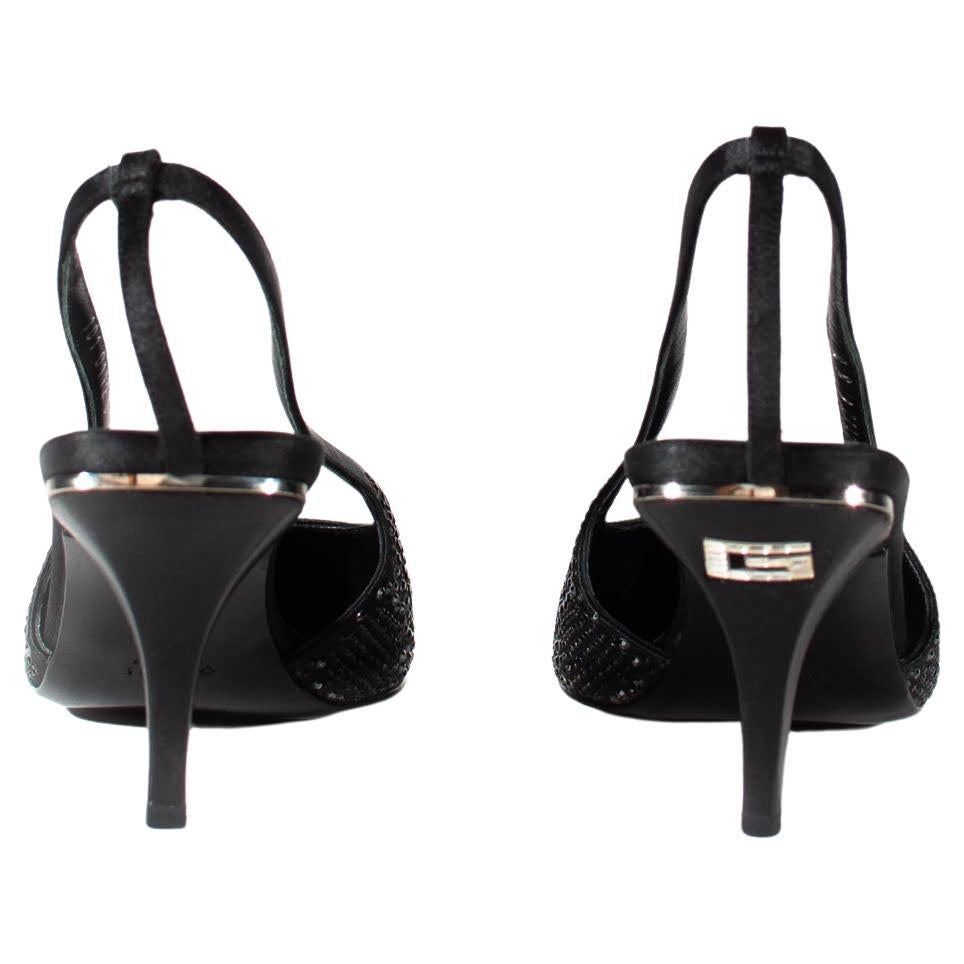 F/S 1998 Gucci by Tom Ford GG Strass Kristall Kitten Heels Schwarz & Grau Schwarz & Grau im Angebot 3