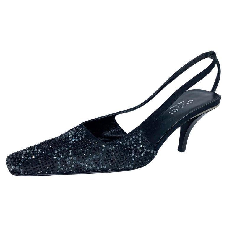 P/E 1998 Gucci by Tom Ford GG Strass Crystal Kitten Heels Nero e