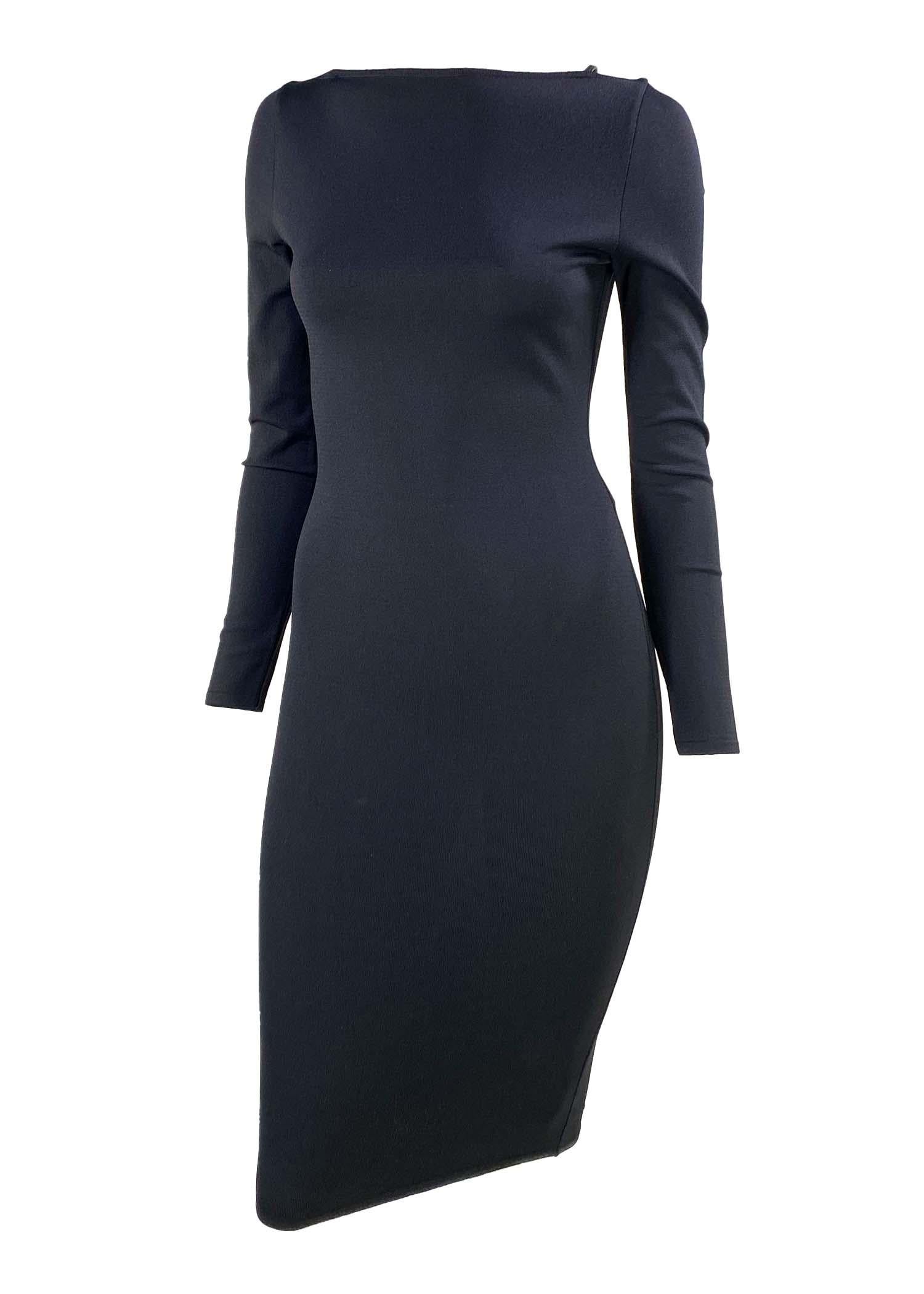 Noir S/S 1998 Gucci by Tom Ford Leather Strap Black Knit Runway Dress (Robe de défilé en tricot noir) en vente