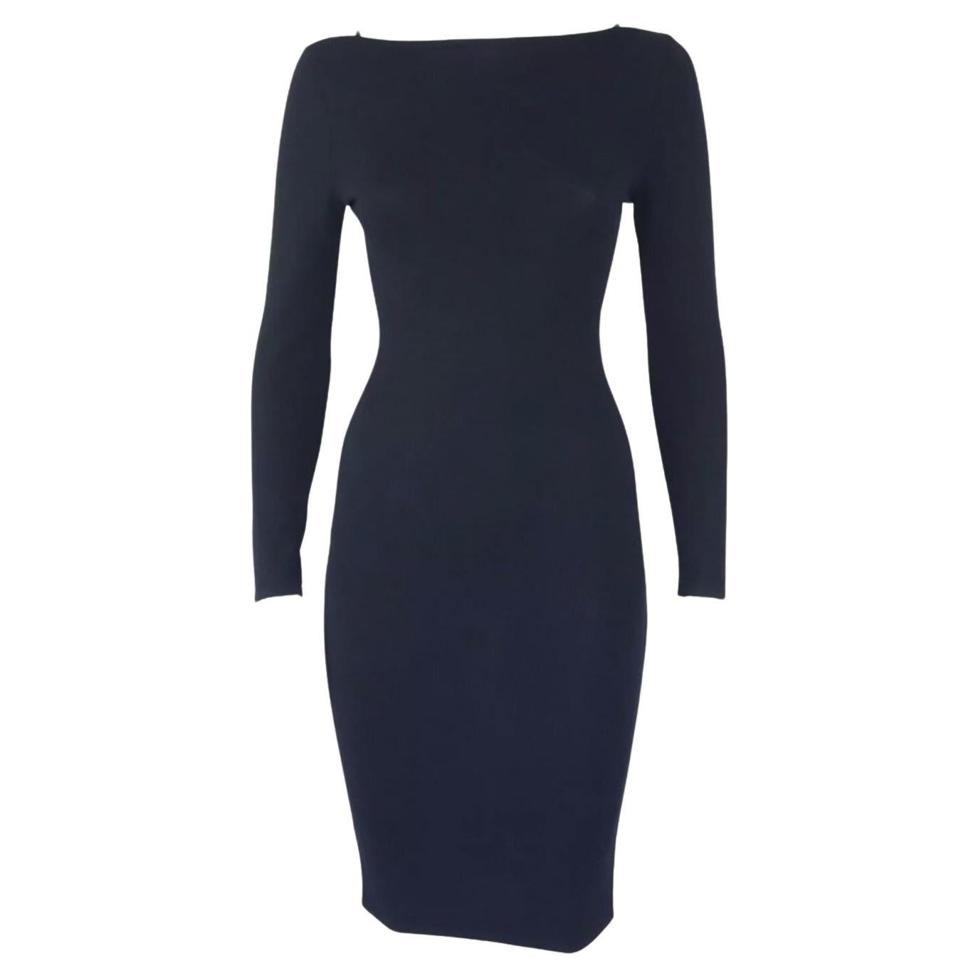S/S 1998 Gucci by Tom Ford Lederriemen Bodycon Schwarzes Kleid Laufsteg 1990s