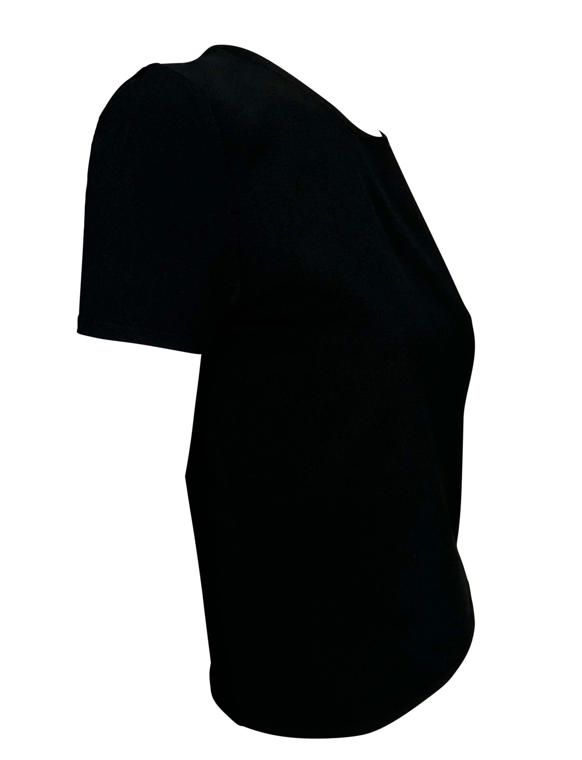 P/E 1998 Gucci by Tom Ford Logo Fibbia in Metallo Maglia Stretch Top Nero in vendita 1