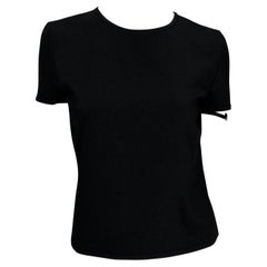 S/S 1998 Gucci by Tom Ford Metal Logo Buckle Stretch Knit T-Shirt Top Black