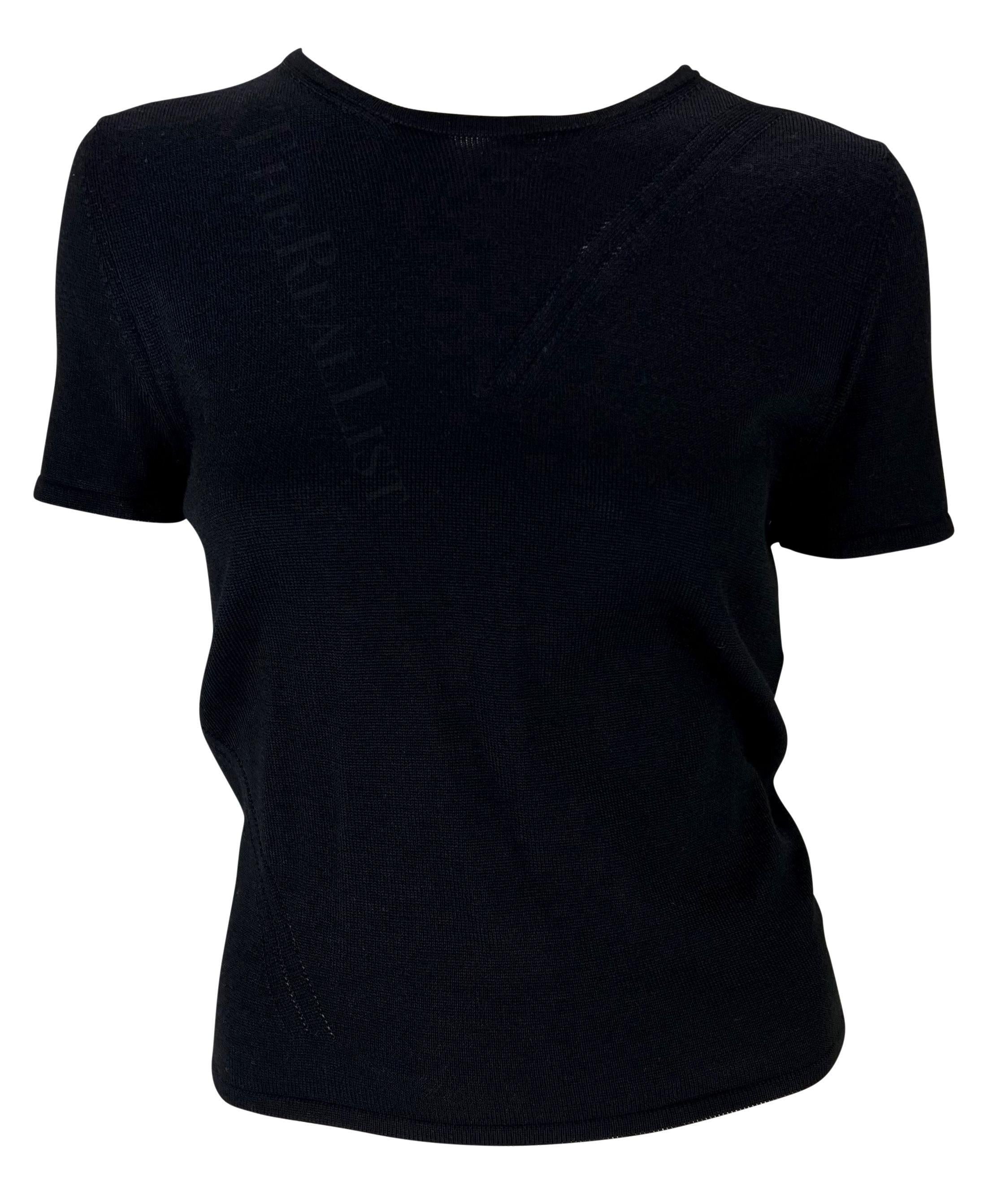 S/S 1998 Gucci by Tom Ford Open Back Black Stretch Knit Short-Sleeve Top Pour femmes en vente