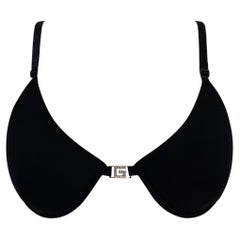 S/S 1998 Gucci by Tom Ford Rhinestone G Buckle Black Bra