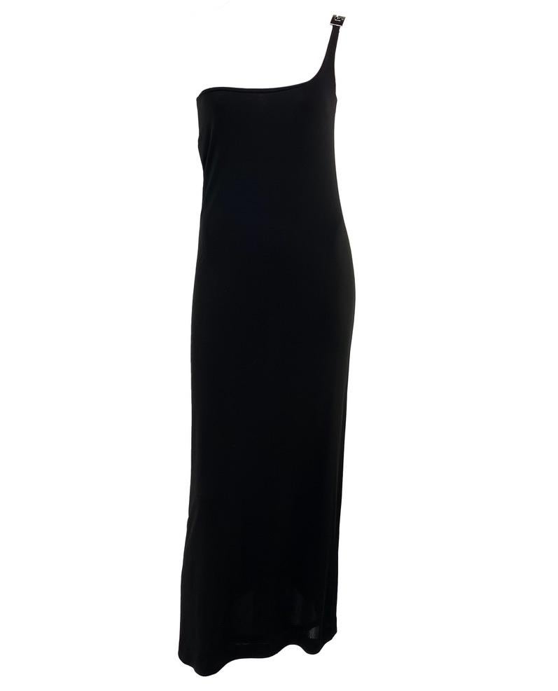 F/S 1998 Gucci by Tom Ford Schwarzes Kleid mit Strass und G-Schnallenriemen und Schulterriemen Damen im Angebot