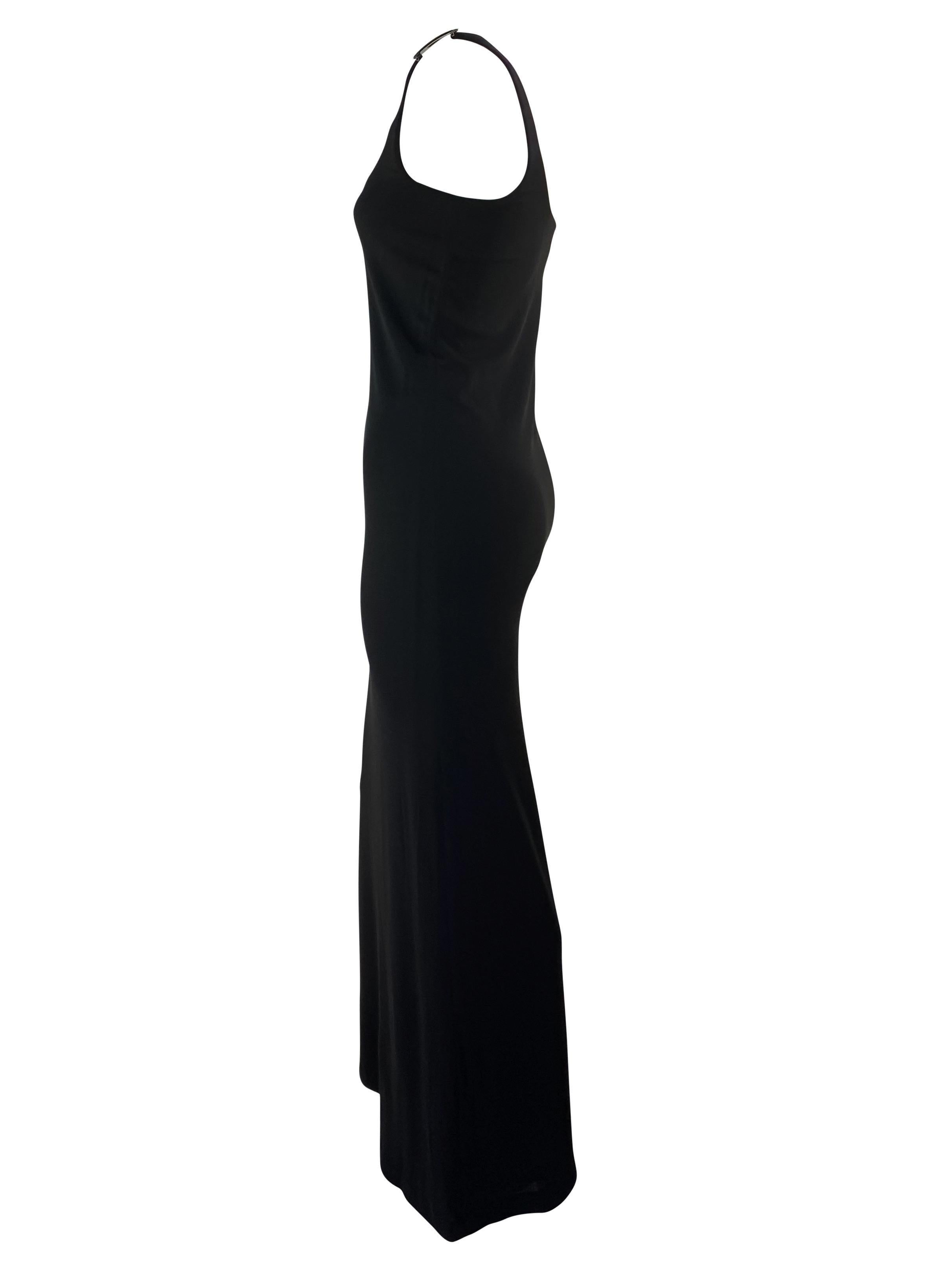 S/S 1998 Gucci by Tom Ford Vestido negro con hebilla de hombro y correa G de strass en venta 7