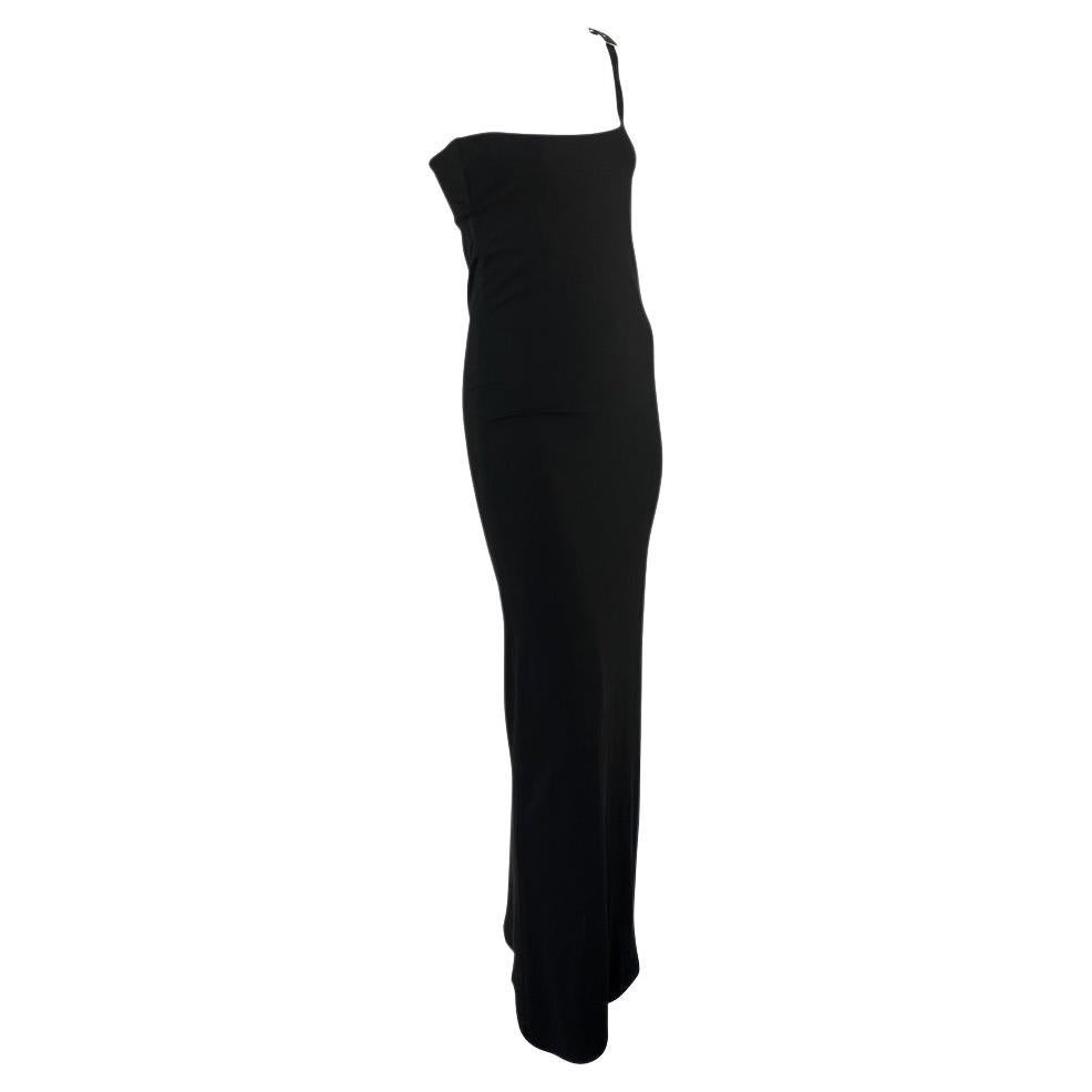 long black dress with rhinestone straps