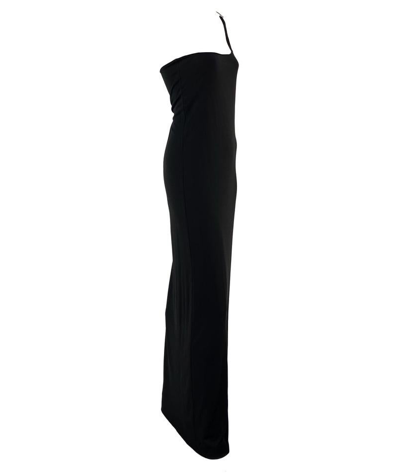 De las mujeres S/S 1998 Gucci by Tom Ford Vestido negro con hebilla de hombro y correa G de strass en venta