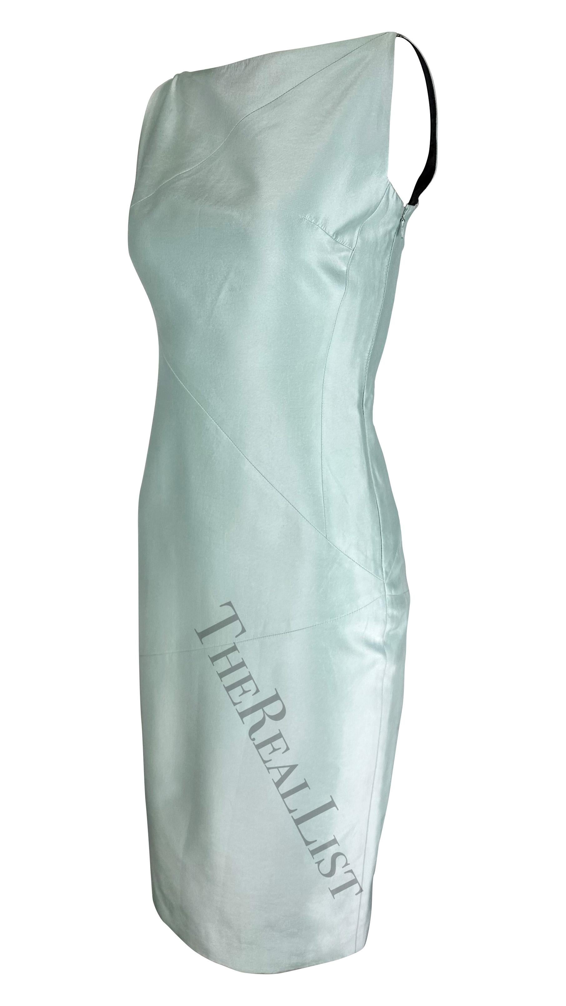Women's S/S 1998 Gucci by Tom Ford Runway Ad Light Blue Silk Pencil Dress For Sale
