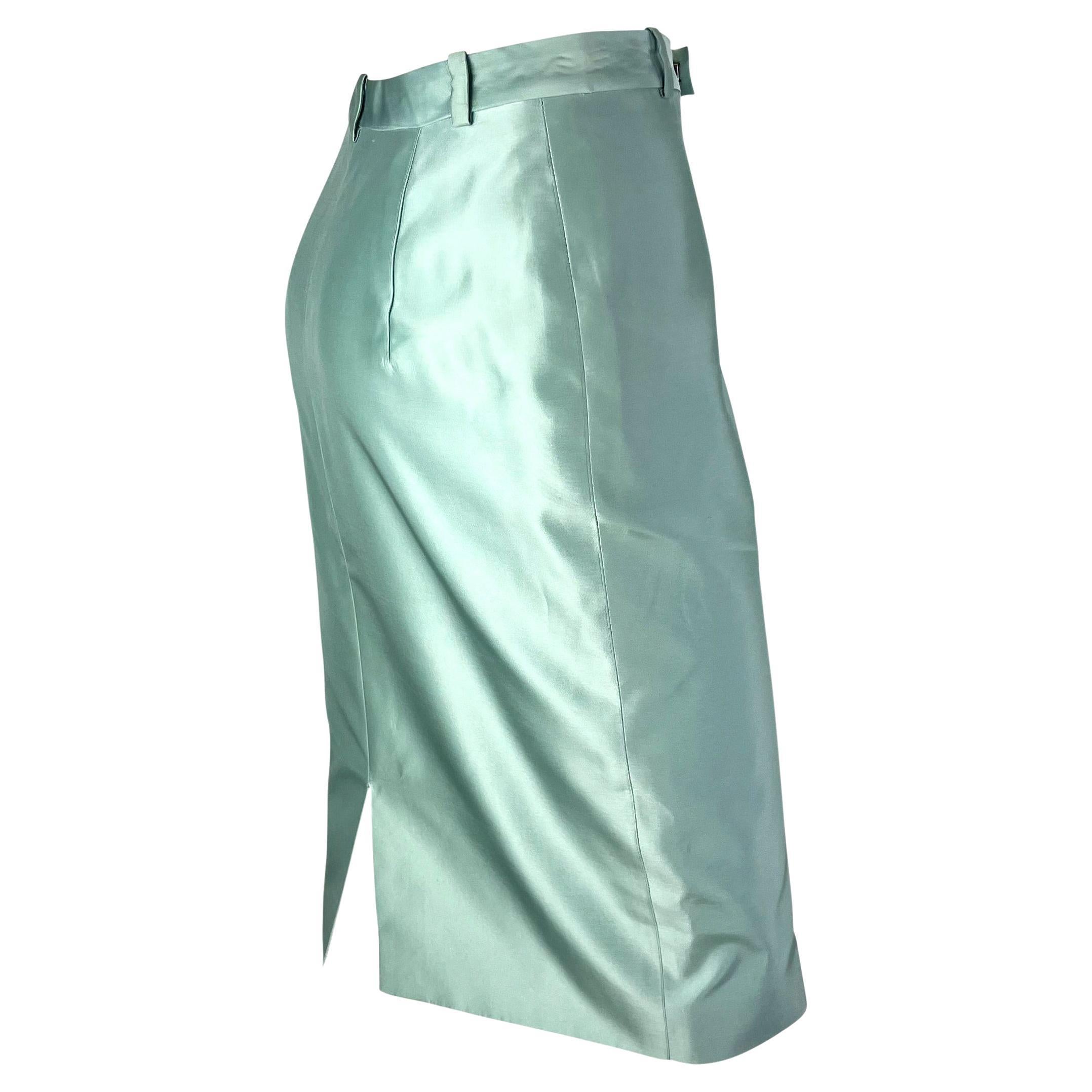 S/S 1998 Gucci by Tom Ford Runway Baby Blue Silk Satin Pencil Skirt In Good Condition For Sale In West Hollywood, CA