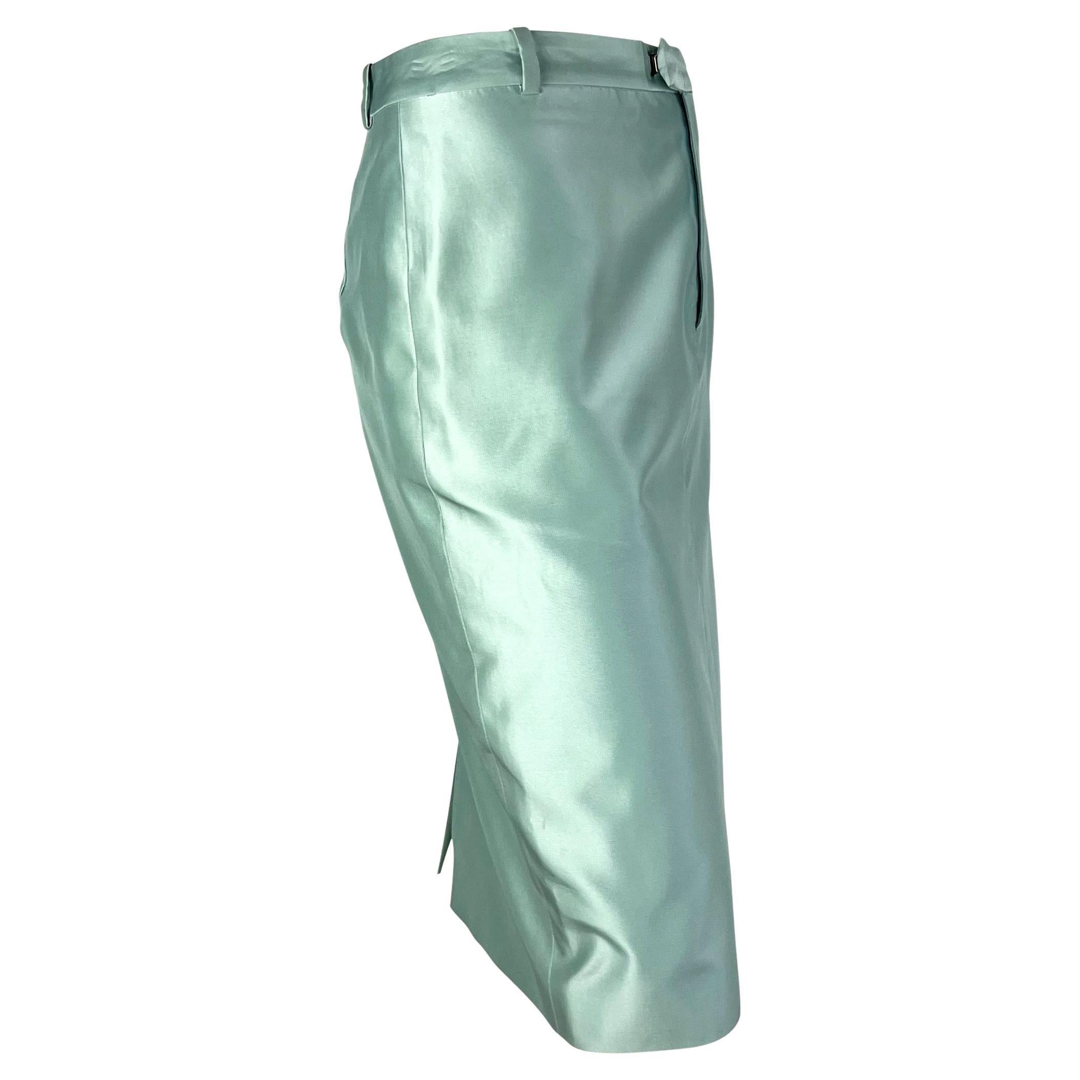 Women's S/S 1998 Gucci by Tom Ford Runway Baby Blue Silk Satin Pencil Skirt For Sale