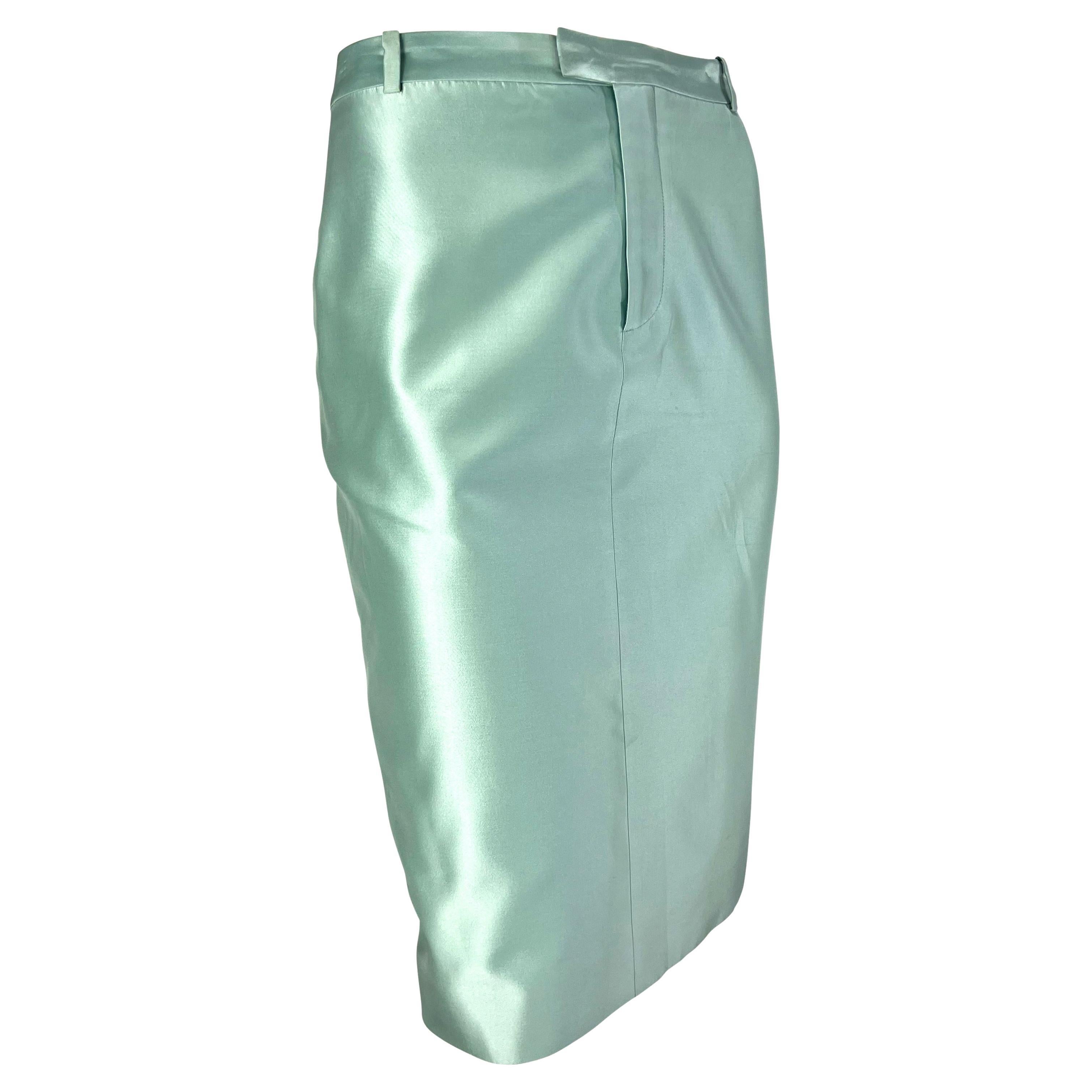 S/S 1998 Gucci by Tom Ford Runway Baby Blue Silk Satin Pencil Skirt For Sale 1