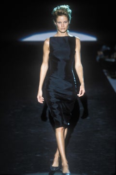 S/S 1998 Gucci by Tom Ford Runway Black Sleeveless Panel Bateau Pencil Dress