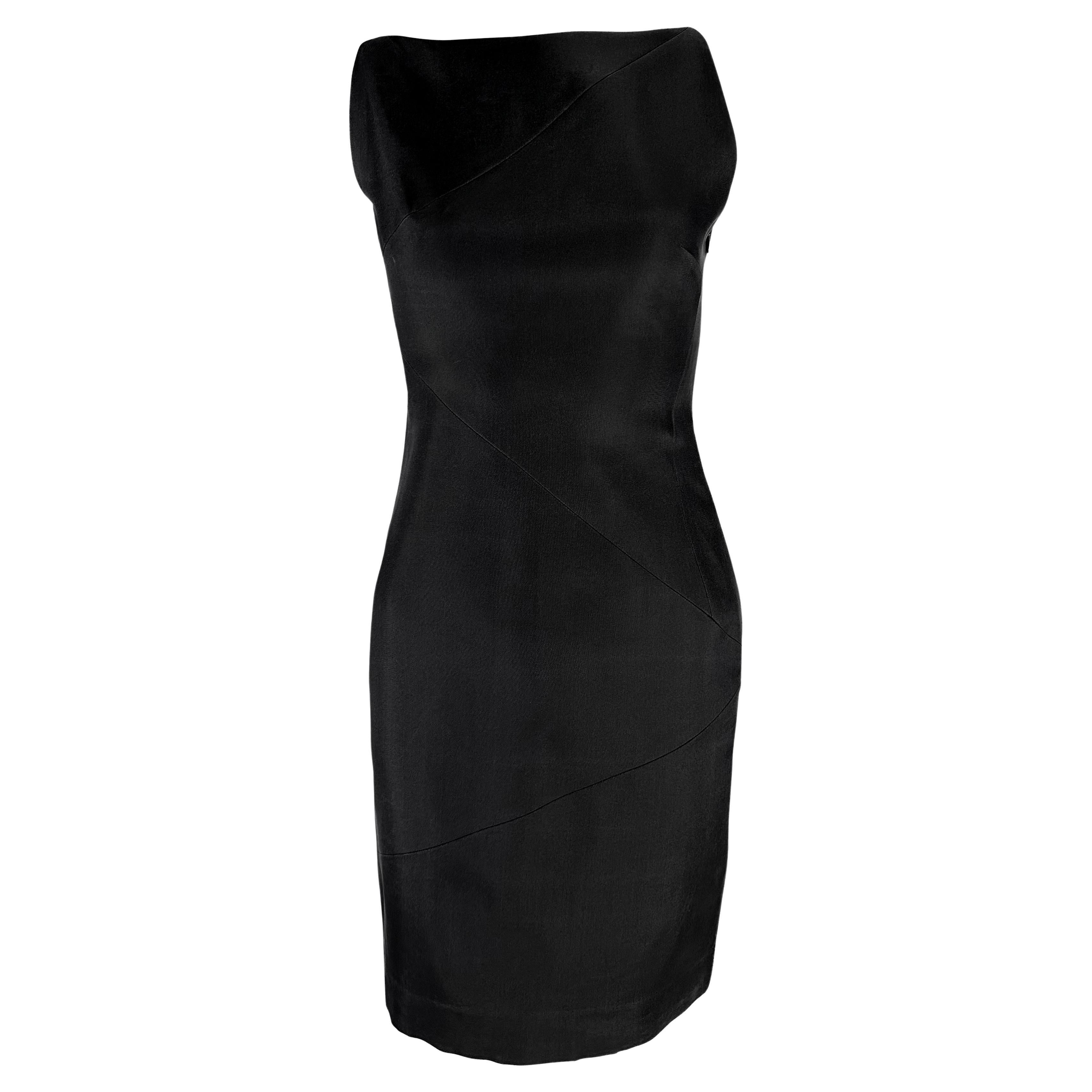 S/S 1998 Gucci by Tom Ford Runway Black Sleeveless Panel Bateau Pencil Dress For Sale