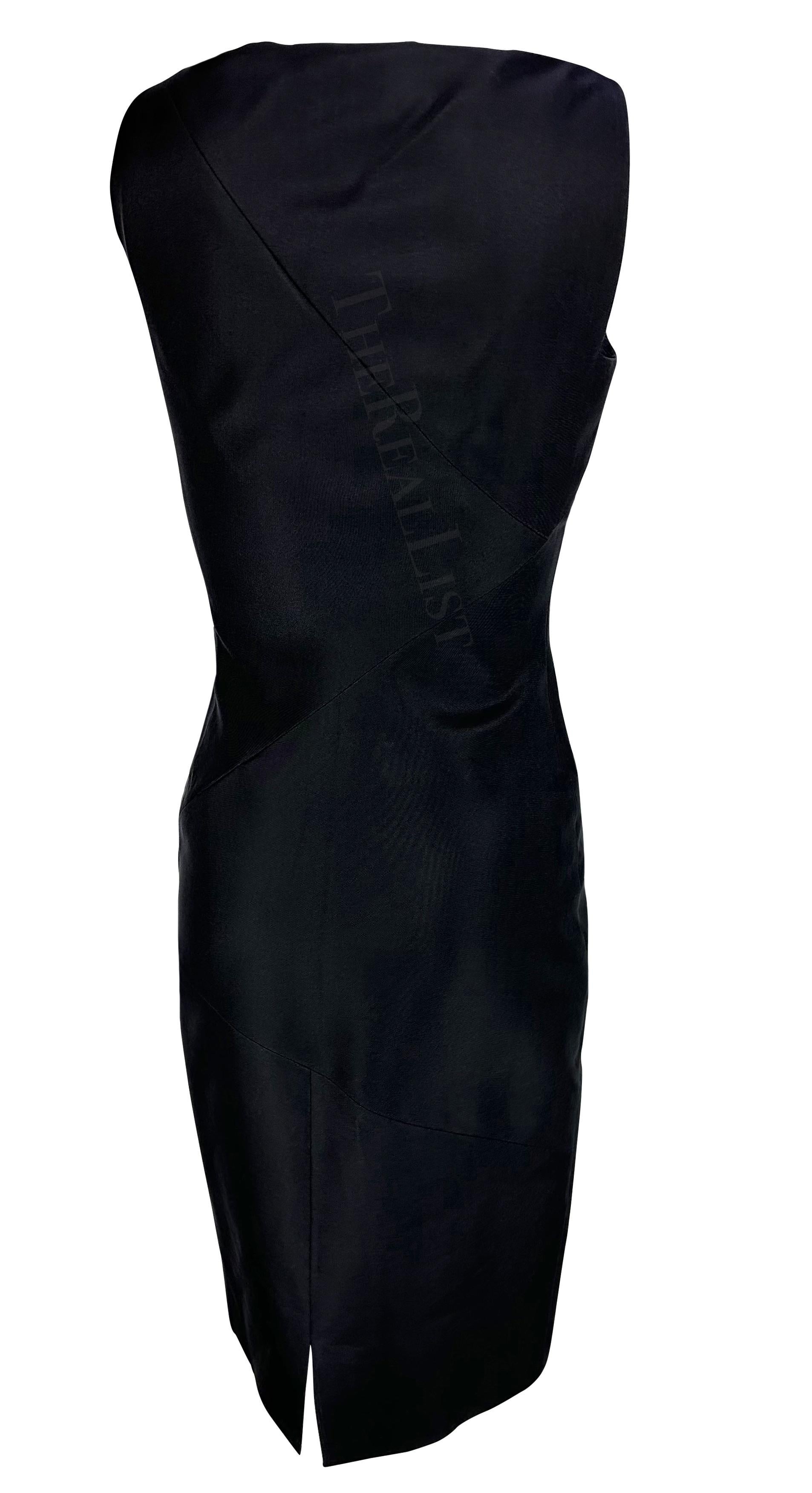 S/S 1998 Gucci by Tom Ford Runway Black Sleeveless Panel Bodycon Bateau Dress For Sale 2