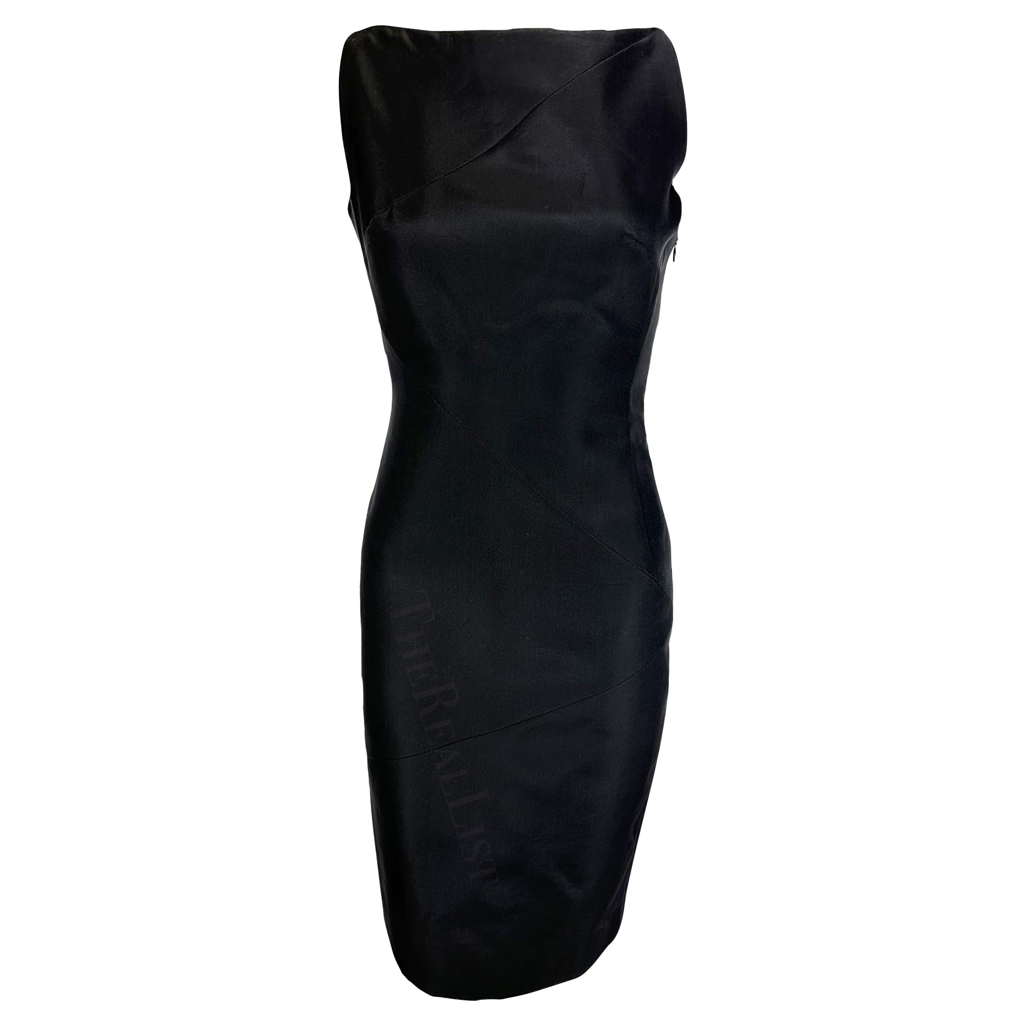 S/S 1998 Gucci by Tom Ford Runway Black Sleeveless Panel Bodycon Bateau Dress For Sale