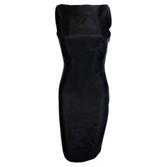 Vintage S/S 1998 Gucci by Tom Ford Runway Black Sleeveless Panel Bodycon Bateau Dress
